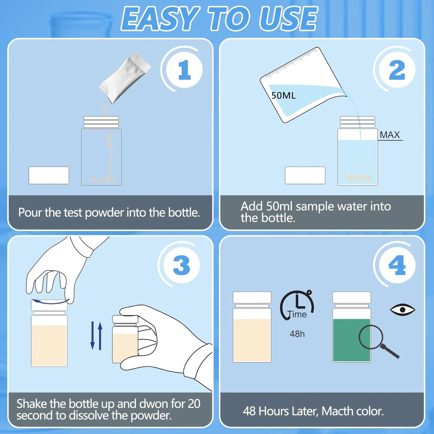 Coliform Bacteria Test Kit: 12-Pack Easy at-Home Well, Tap, Pool, Spring, Pond, Lake Drinking Water Quality Test FUNSWTM