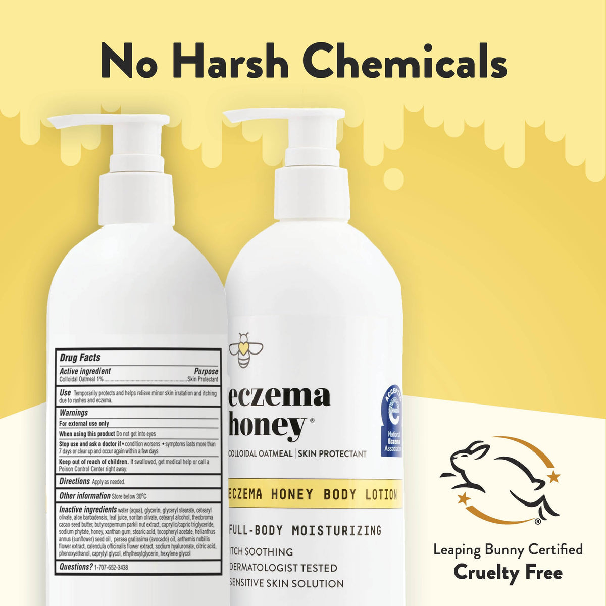 ECZEMA HONEY Oatmeal Body Lotion, Natural Dry Skin Repair (16 Oz) ECZEMA HONEY