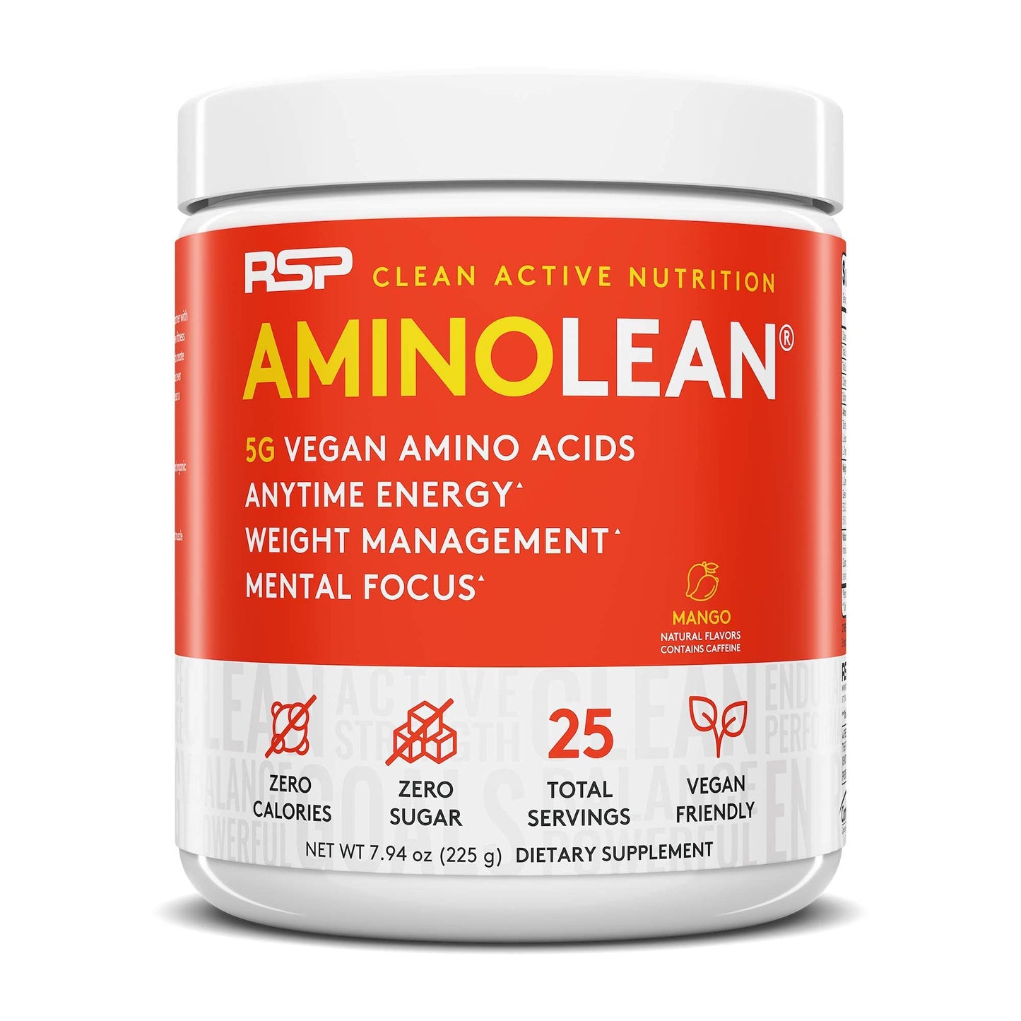RSP NUTRITION Vegan AminoLean Pre Workout Energy (Mango 25 Servings) with AminoLean RSP NUTRITION