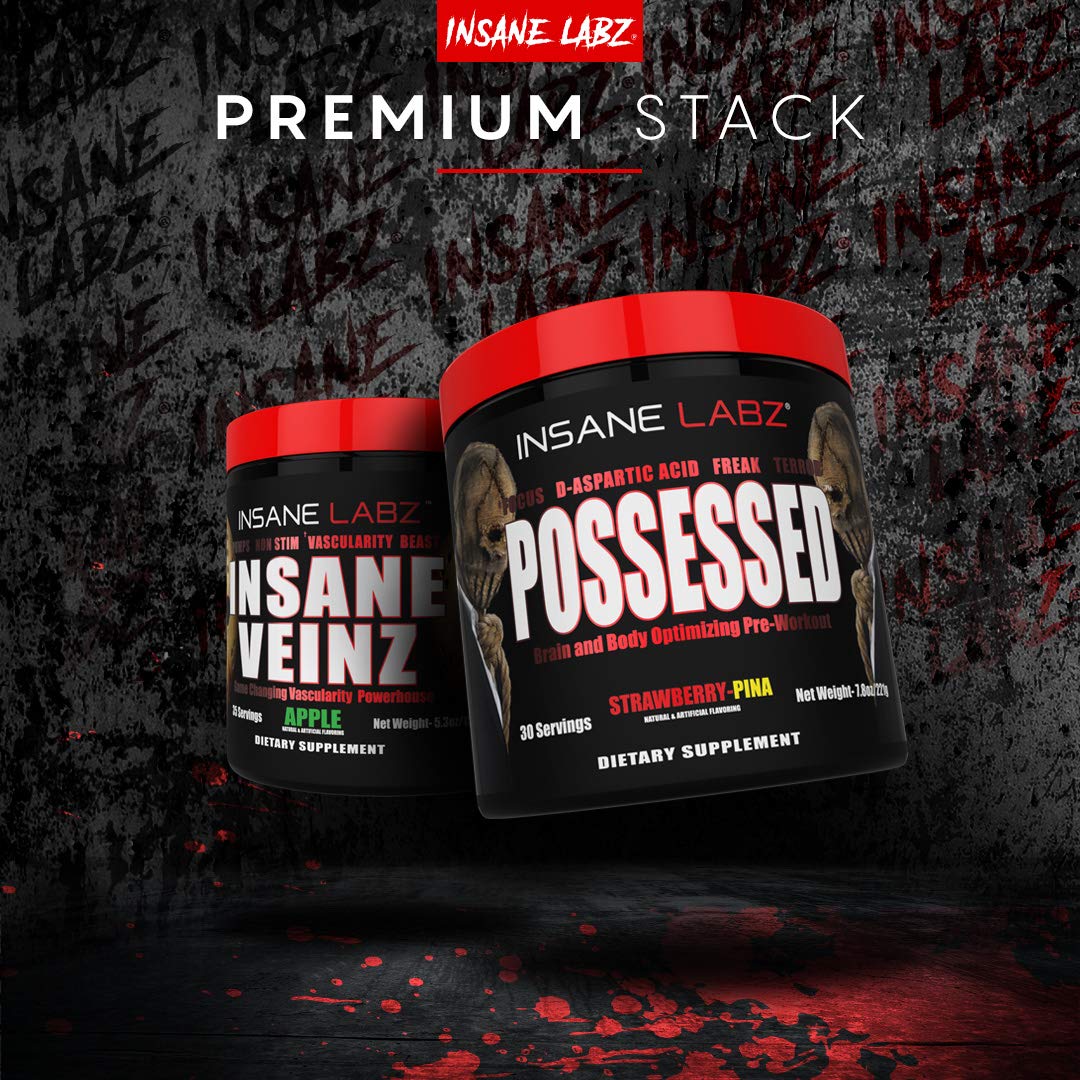 Insane Labz Possessed Low Stimulant Testosterone Boosting Pre Workout Powder, Loaded with D Aspartic Acid and Creatine Fueled by AMPiberry and OXYgold, 30 Srvgs, Gummy Worm Gsupps Australia