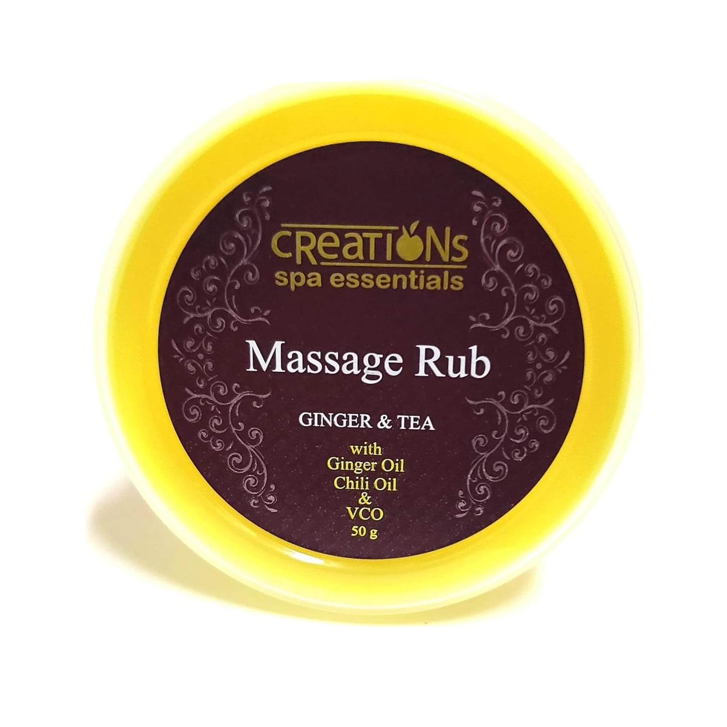 Creations Spa Essentials Massage Rub, Ginger & Tea, 50g (Yellow) (1) Creations Spa Essentials