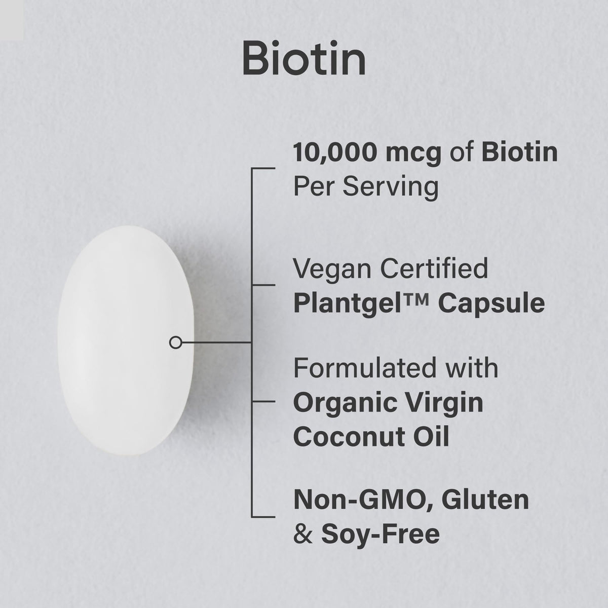 Sports Research® Biotin 10,000mcg with Organic Coconut Oil - Biotin (Vitamin B7) for Healthy Skin and Hair Support* - for Women and Men - Vegan, Non-GMO Sports Research