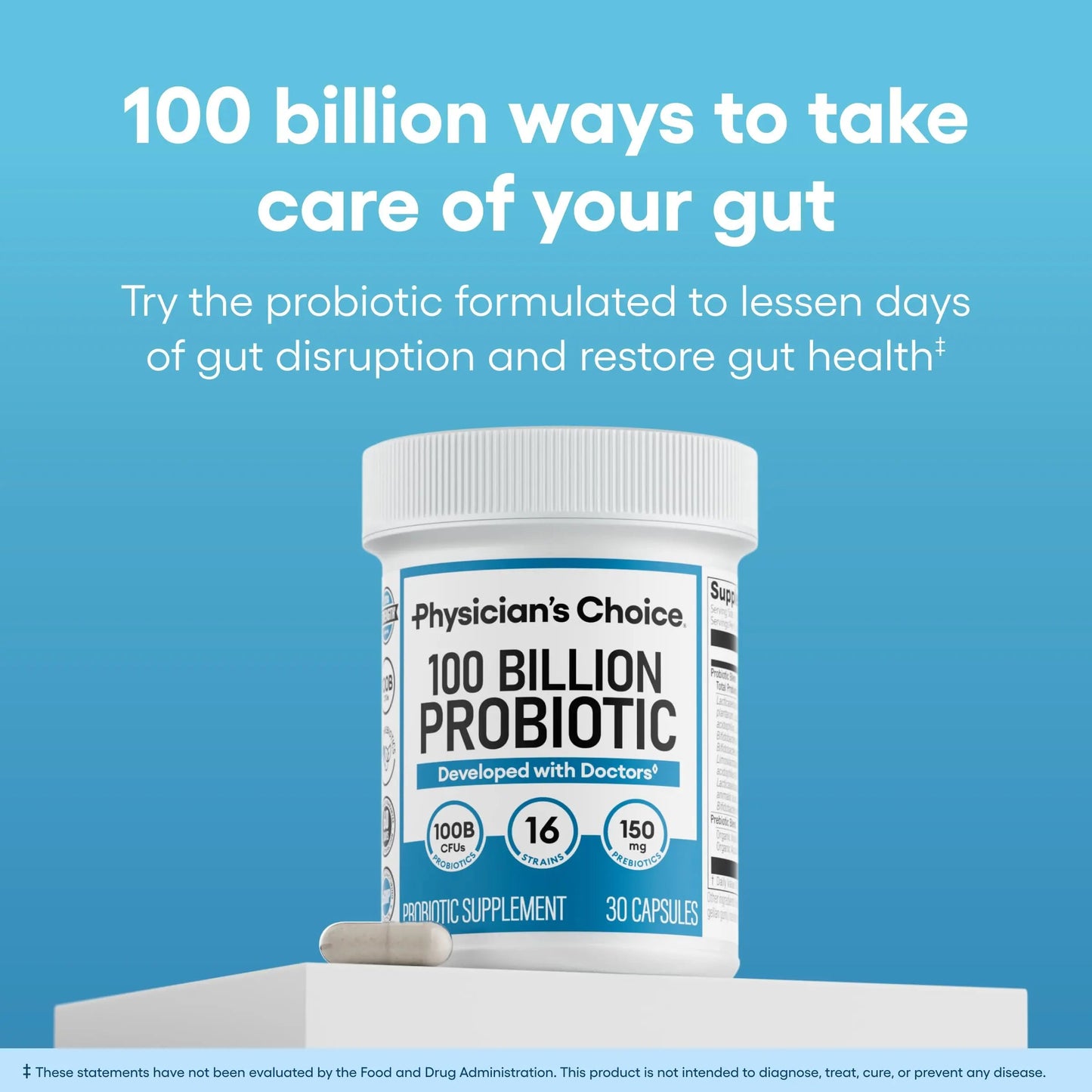 Physician's CHOICE 100 Billion Advanced Probiotic - 16 Strains + Organic Prebiotics - Digestive & Gut Health - Supports Occasional Constipation, Diarrhea, Gas & Bloating - Probiotics for Women & Men Physician's CHOICE