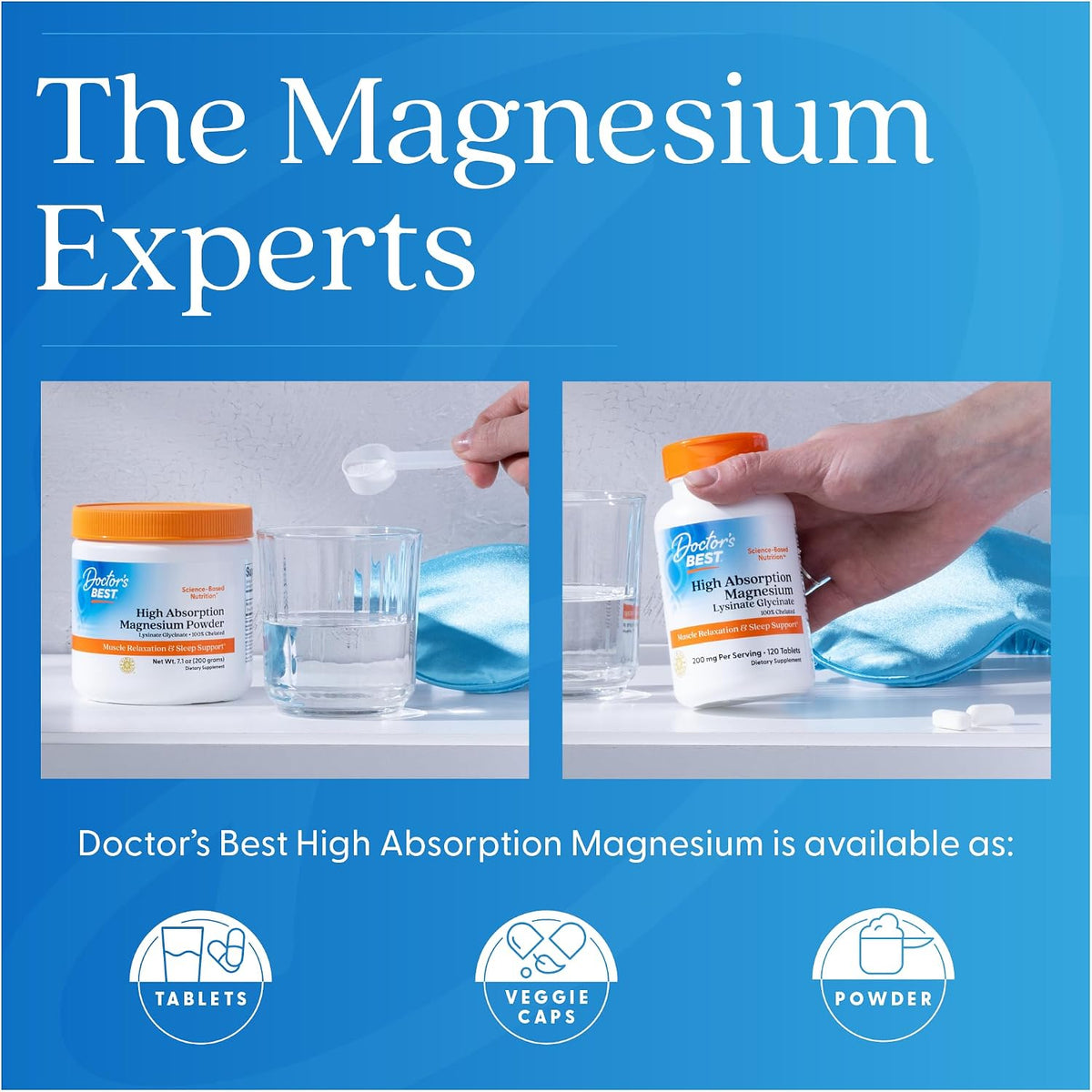 Doctor's Best High Absorption Magnesium Glycinate Lysinate Supplement for Sleep Support - Chelated Magnesium Tablets for Women & Men, 200mg per Serving, Supports Calm & Relaxation, Vegan - 240 Count Gsupps Australia
