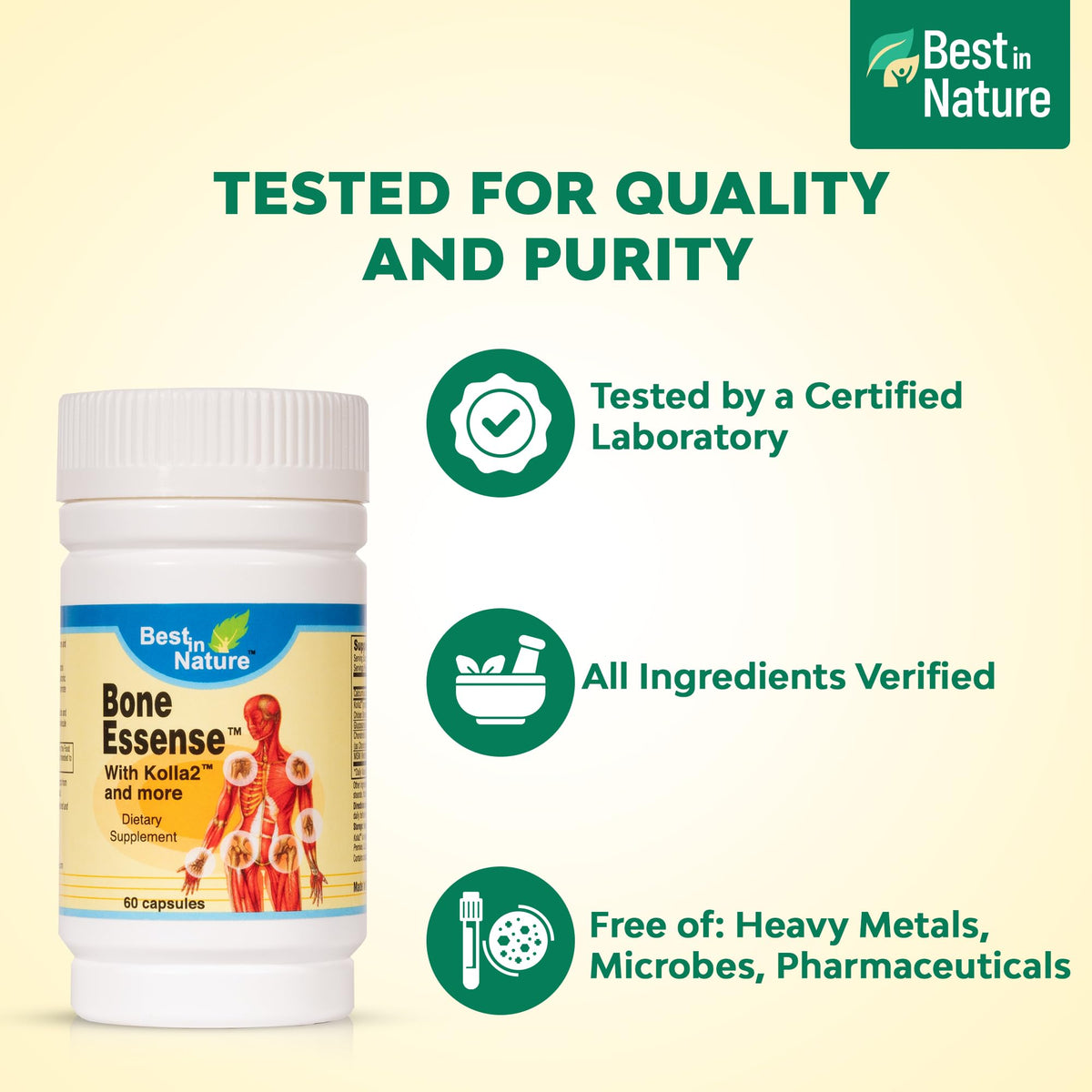 Best in Nature Bone Essense with Kolla2 (Type II Collagen) - Bone and Joint Health Supplement. (60 Count) Best in Nature