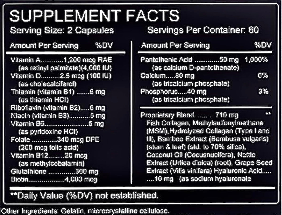 TheraSuva Complete Multi Collagen Complex – Types I, II, III, V & X + Biotin & Vitamin C – Hair, Skin, Nails & Joint Support, 2 Month Supply, 120 Softgels TheraSuva