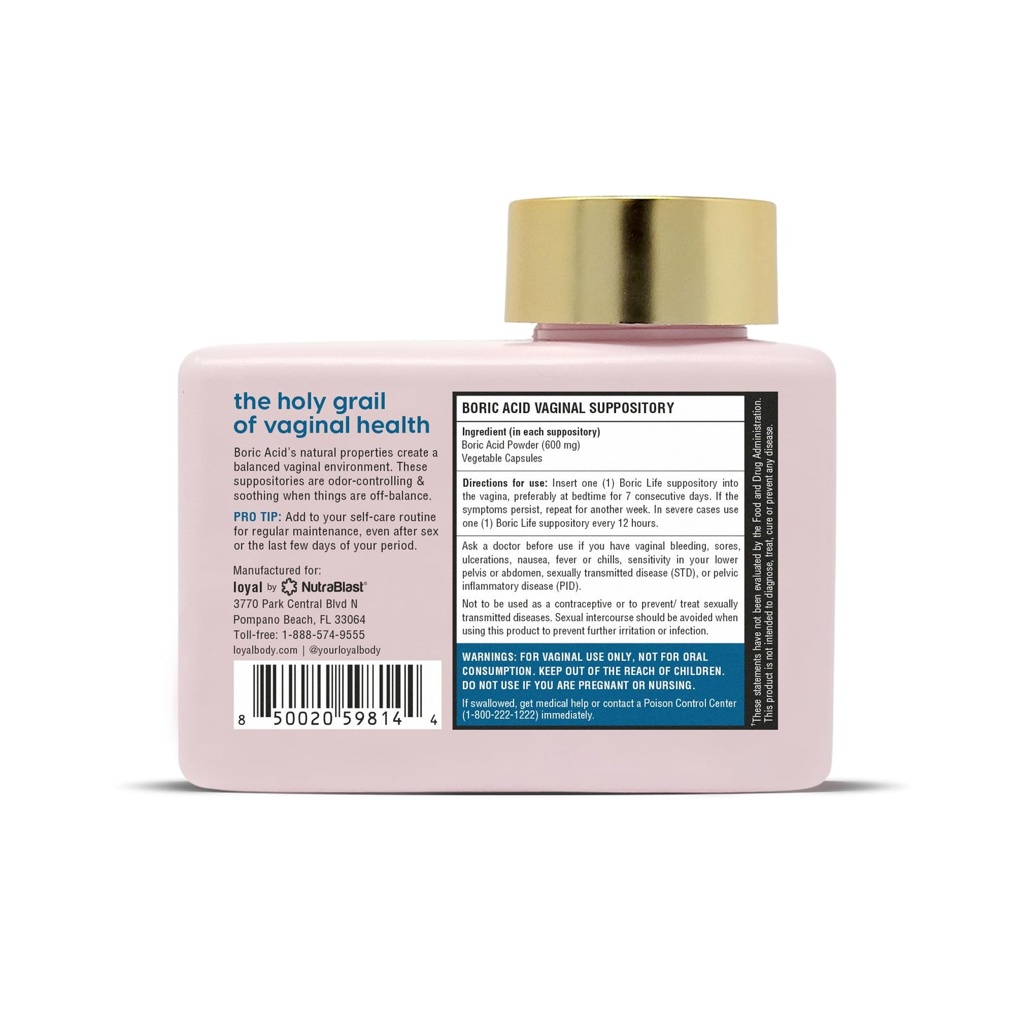 Loyal Boric Life - Boric Acid Suppositories - 600mg - Supports Odor Control - Promotes Balance - Soothes Discomfort - Made in USA - 30 Count Loyal