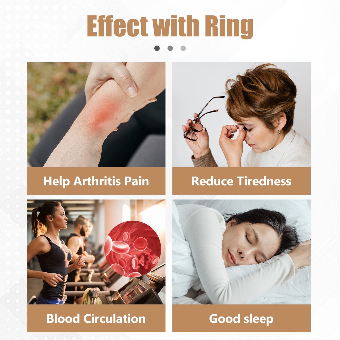 Jecanori Copper Rings for Women,Magnetic Ring Adjustable Love Heart Copper Rings Jecanori
