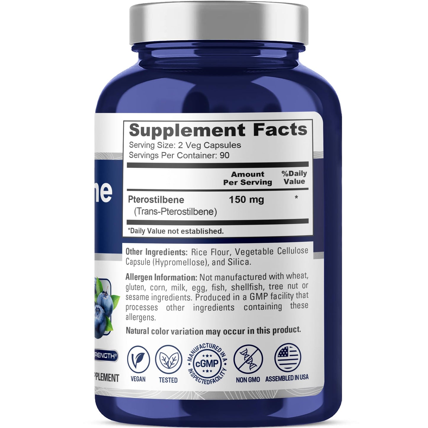NusaPure Pterostilbene 150mg 180 Veggie Caps (Non-GMO, Vegan) NusaPure
