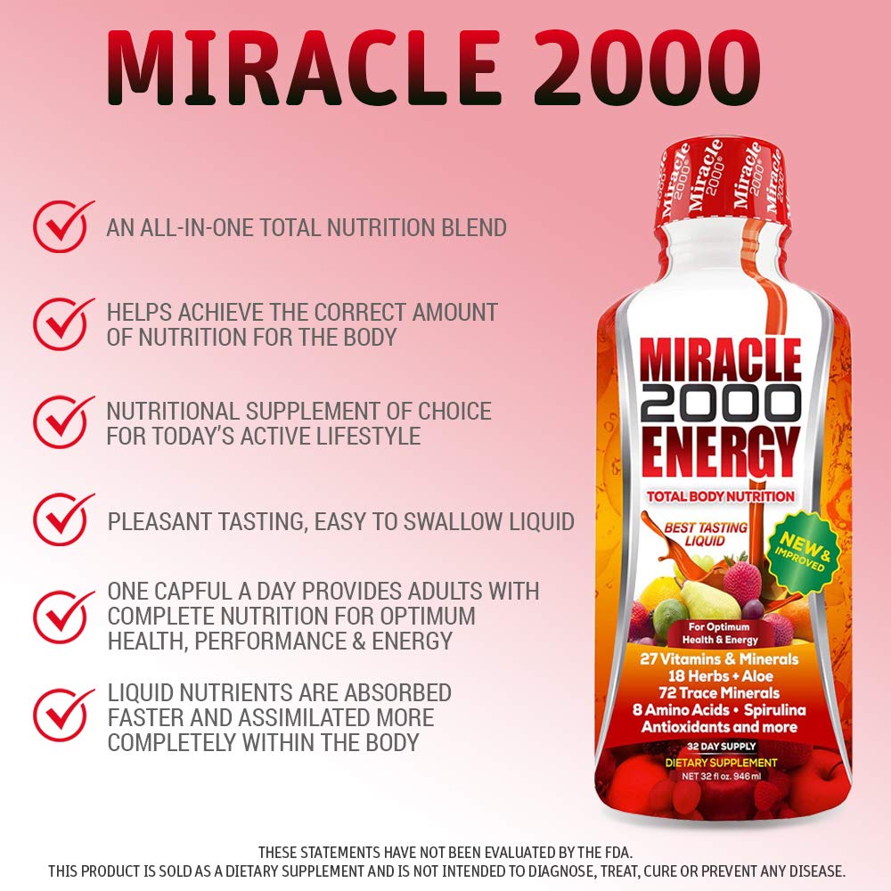 Century Systems - Miracle 2000, Complete Liquid Multivitamin and Mineral Supplement with Amino Acids and Antioxidants, 32 Ounces Century Systems