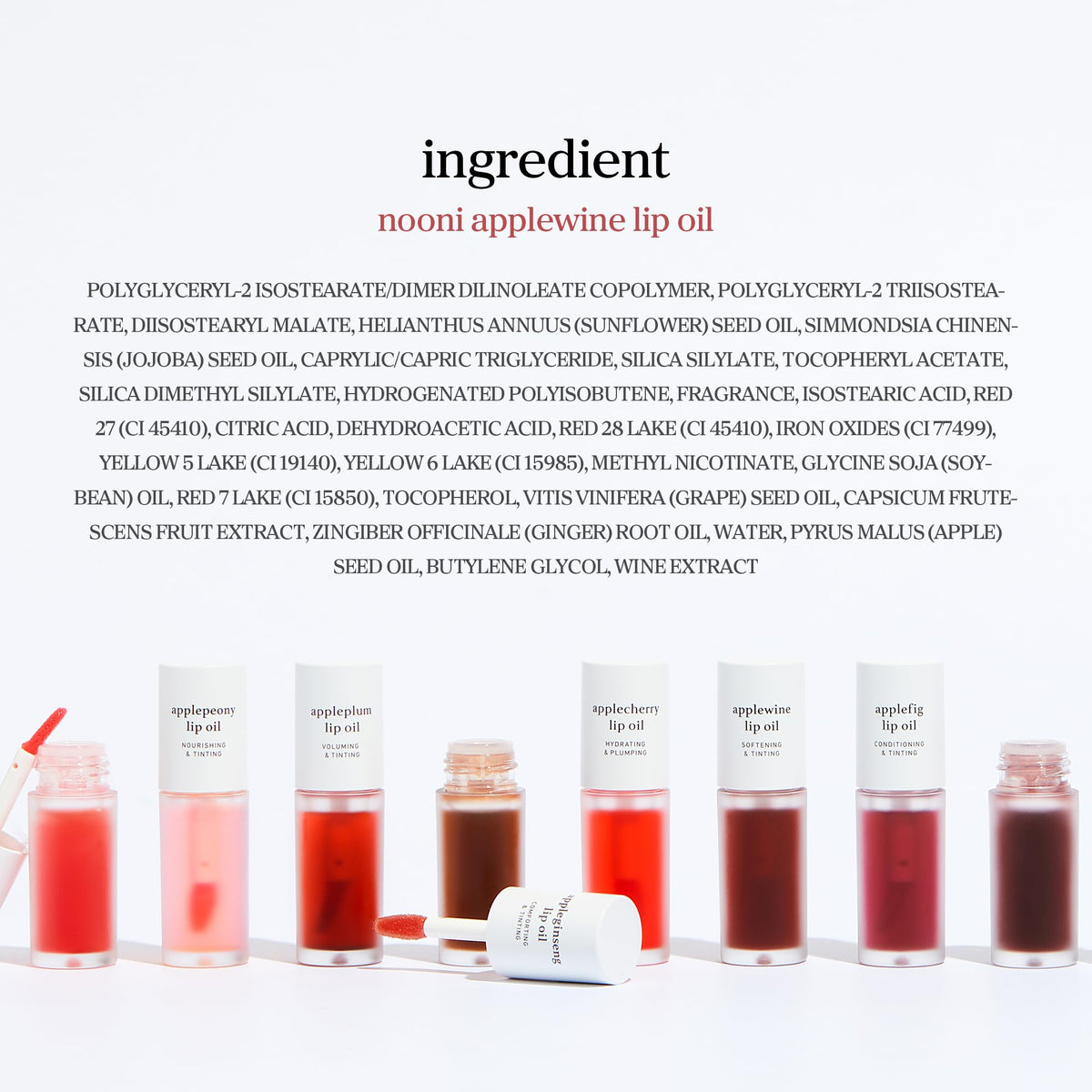 NOONI Korean Lip Oil - Applewine - Plumping & Hydrating Tinted Lip Gloss NOONI