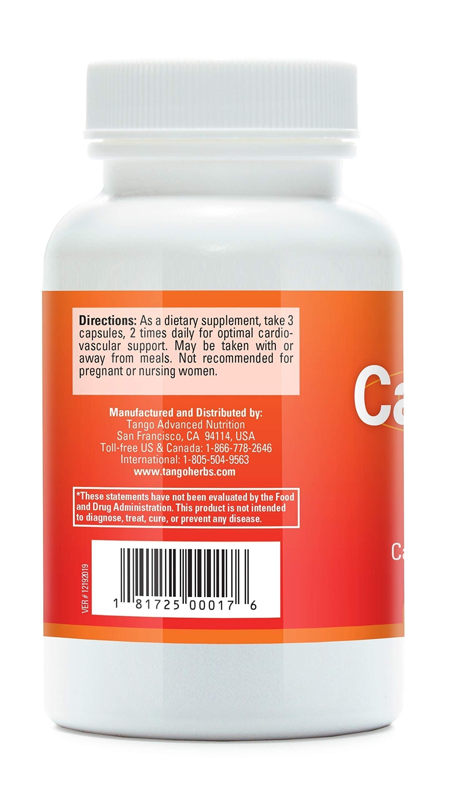 CardioPhase Natural Heart Support Supplement for Healthy Circulation and Cardiovascular Performance (180 Vegetarian Capsules) Tango