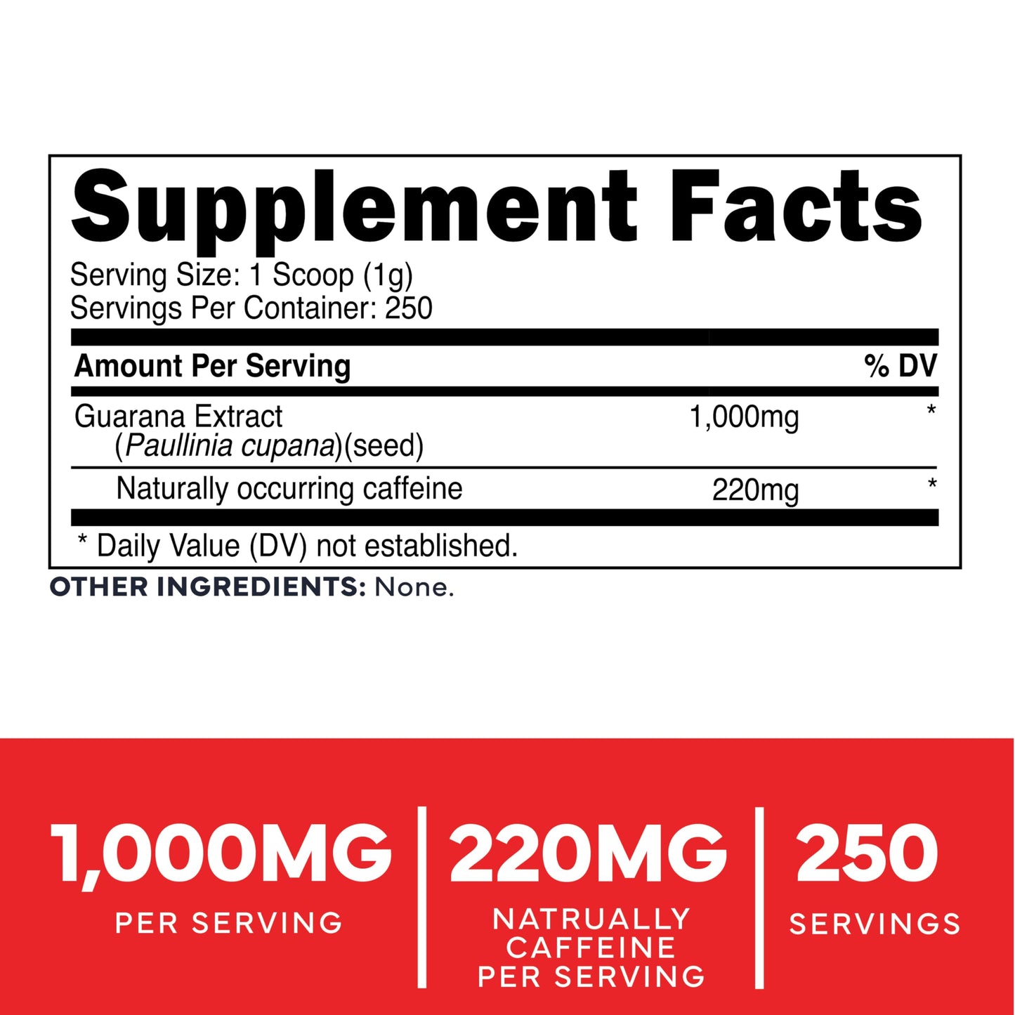 Type Zero Clean Guarana Powder Drink Mix (250 Servings, Unflavored) - 220 MG Caffeine Per Serving, Natural Caffeine, Non GMO, Gluten Free Type Zero