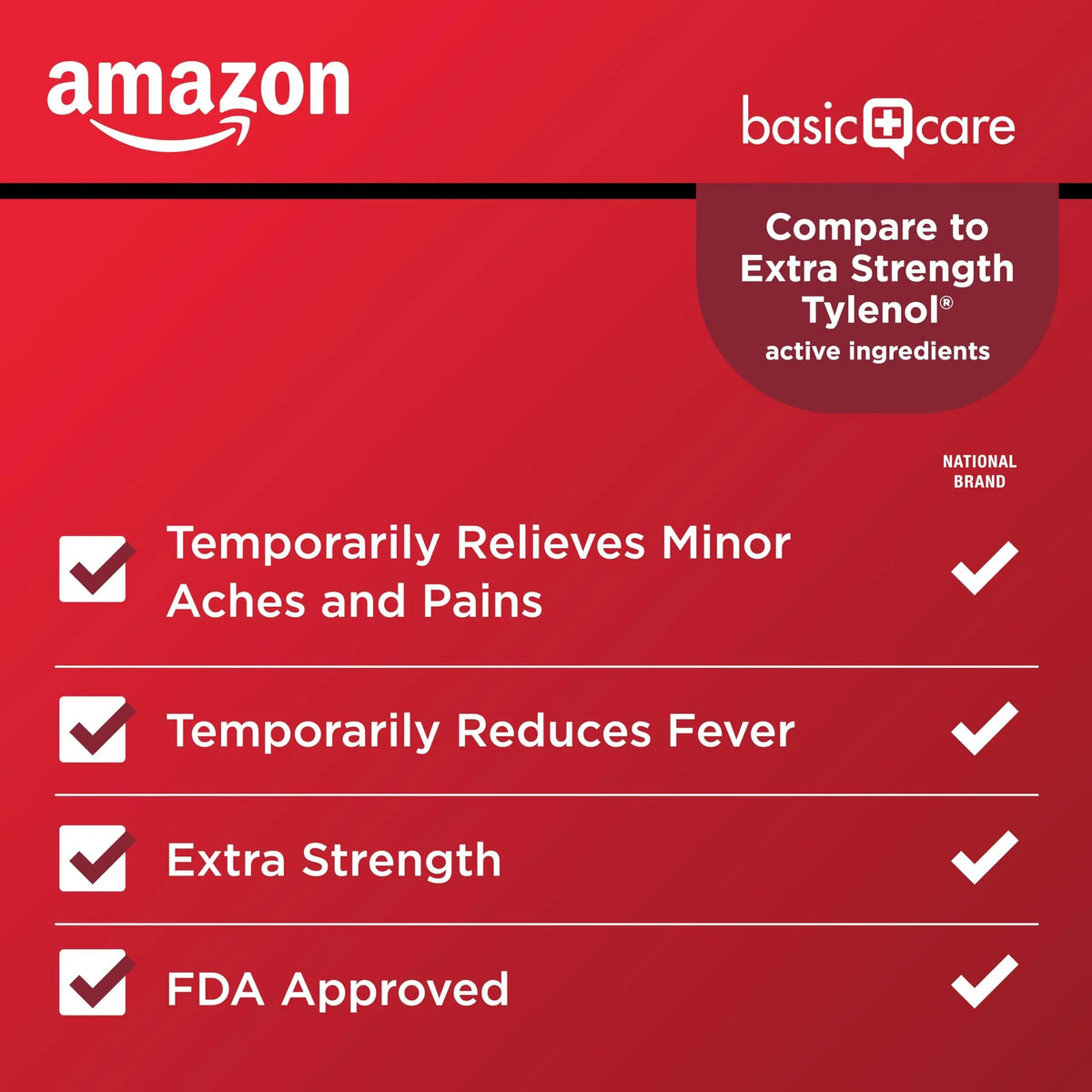 Amazon Basic Care Extra Strength Pain Relief, Acetaminophen Caplets, 500 mg, 200 Count Amazon Basic Care