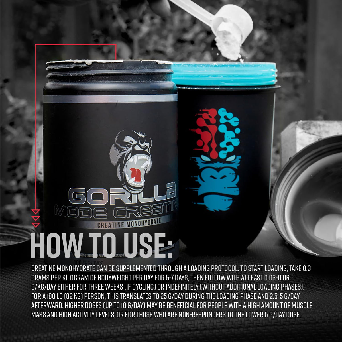 Gorilla Mind Creatine Monohydrate Micronized Powder, Improved Muscle Size, Power Output and Strength, 5 Grams per Serving, 100 Servings Gsupps Australia