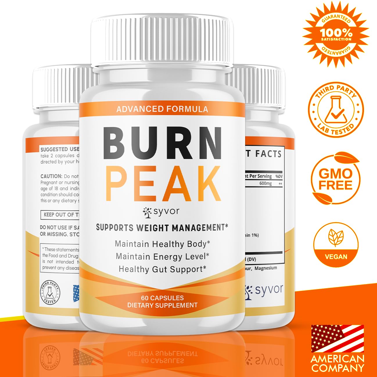 (5 Pack) Burn Peak Capsules, Official Burnpeak Pink Salt Pills with All Natural Ingredients, Advanced Health and Wellness Supplement with Premium Vitamins for Active Lifestyle Support (300 Capsules) Syvor