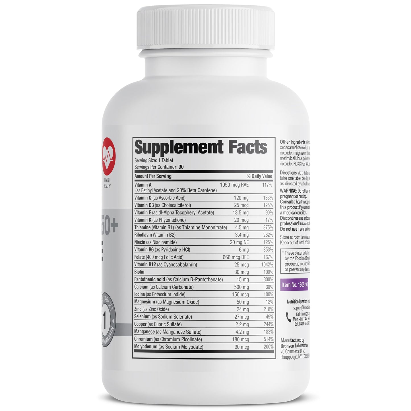 Bronson ONE Daily Women’s 50+ Complete Multivitamin Multimineral, 90 Tablets Bronson