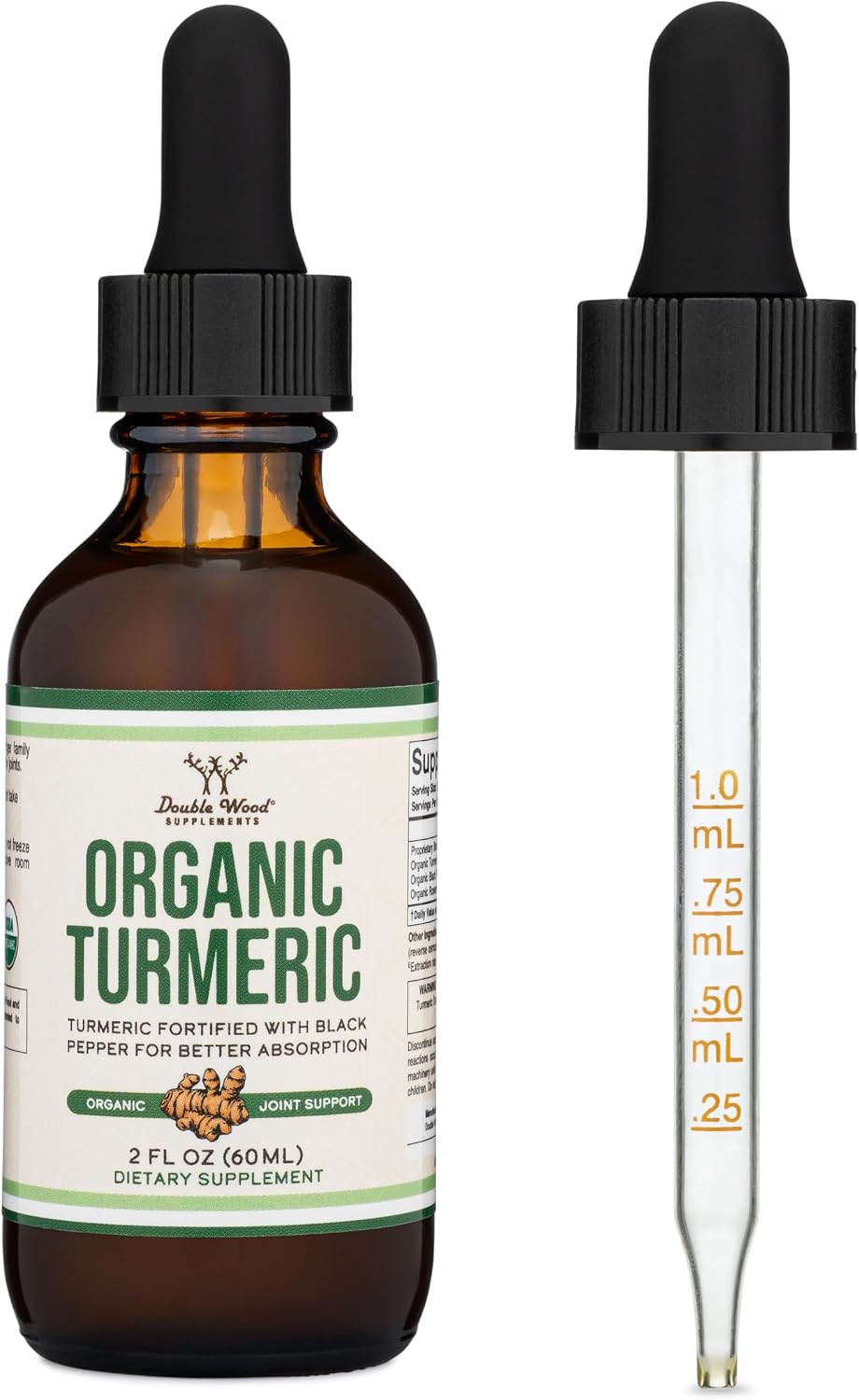 Turmeric Curcumin with Black Pepper Drops - Organic Turmeric Supplement Drops 1,180mg - 2FL OZ, 60 Servings (with Black Pepper Seed, Ginger, Rosemary, and Sage) for Joint Support by Double Wood Gsupps Australia