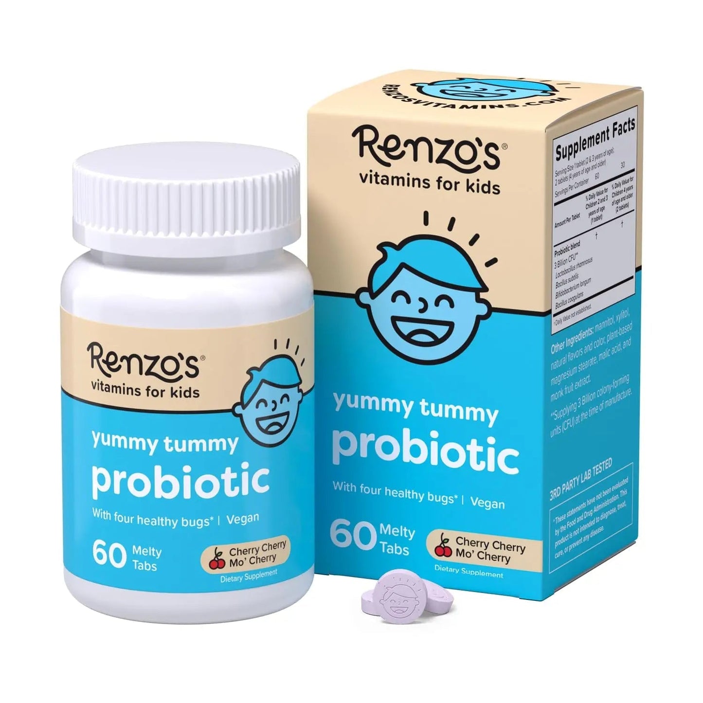 Renzo's Vitamins Happy Tummies Bundle, Probiotics for Kids and Picky Eater Kids Multivitamin Renzo's
