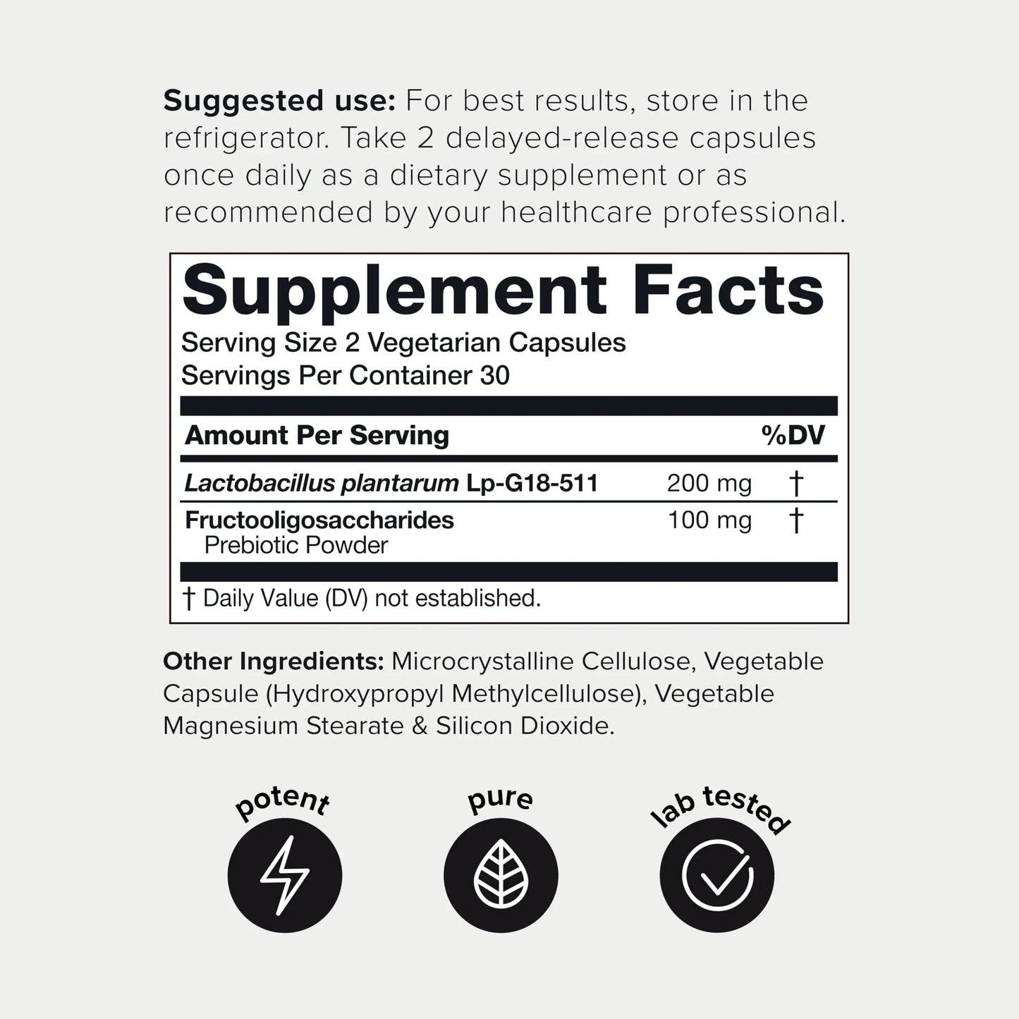 Toniiq Lactobacillus Plantarum – 100 Billion CFU High-Strength Single-Strain Probiotic with FOS – Delayed-Release Veggie Capsules – Third-Party Tested Potency – 60 Capsules Toniiq