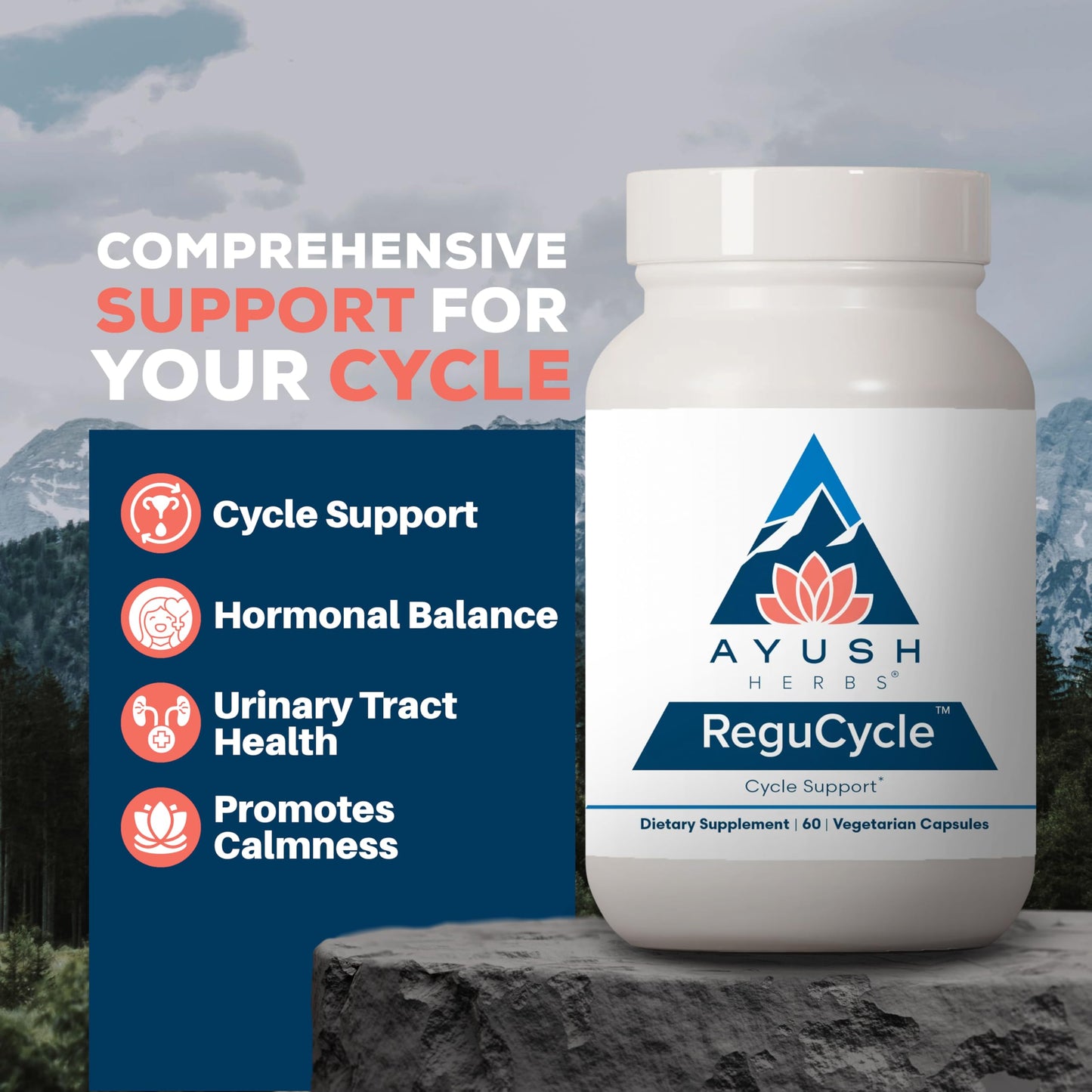 Ayush Herbs Regu-Cycle - Hormone Balance for Women, Hormonal Support, Period Support & Relief, Reproductive Health, Regulate Menstrual Cycle, Ovarian Support Supplement - 60 Vegetarian Capsules Ayush Herbs