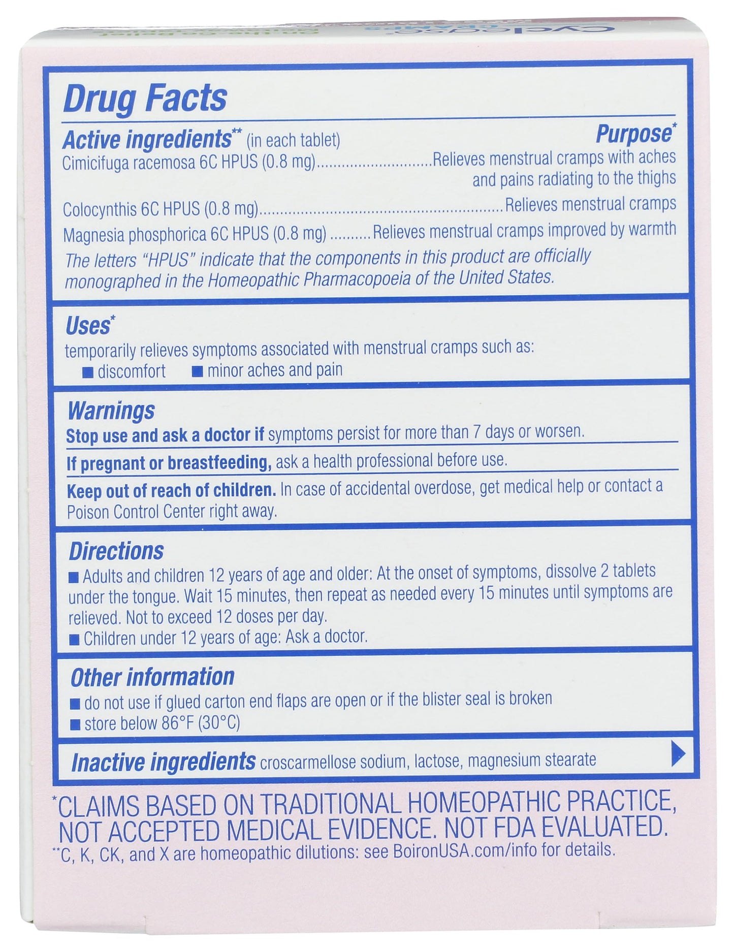 BOIRON Cyclease Cramp Tablets, 60 CT Boiron