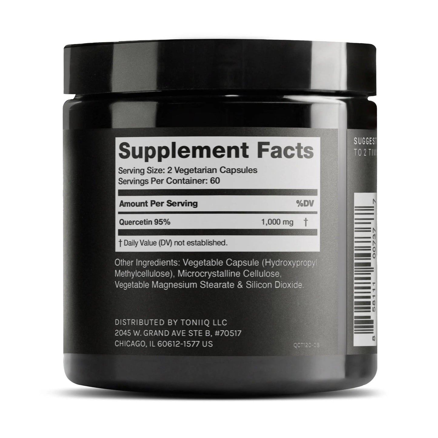 Toniiq Ultra High Purity Quercetin Capsules - 95%+ Highly Purified and Bioavailable - 1000mg Per Serving - 120 Capsules Quercetin Supplement Toniiq