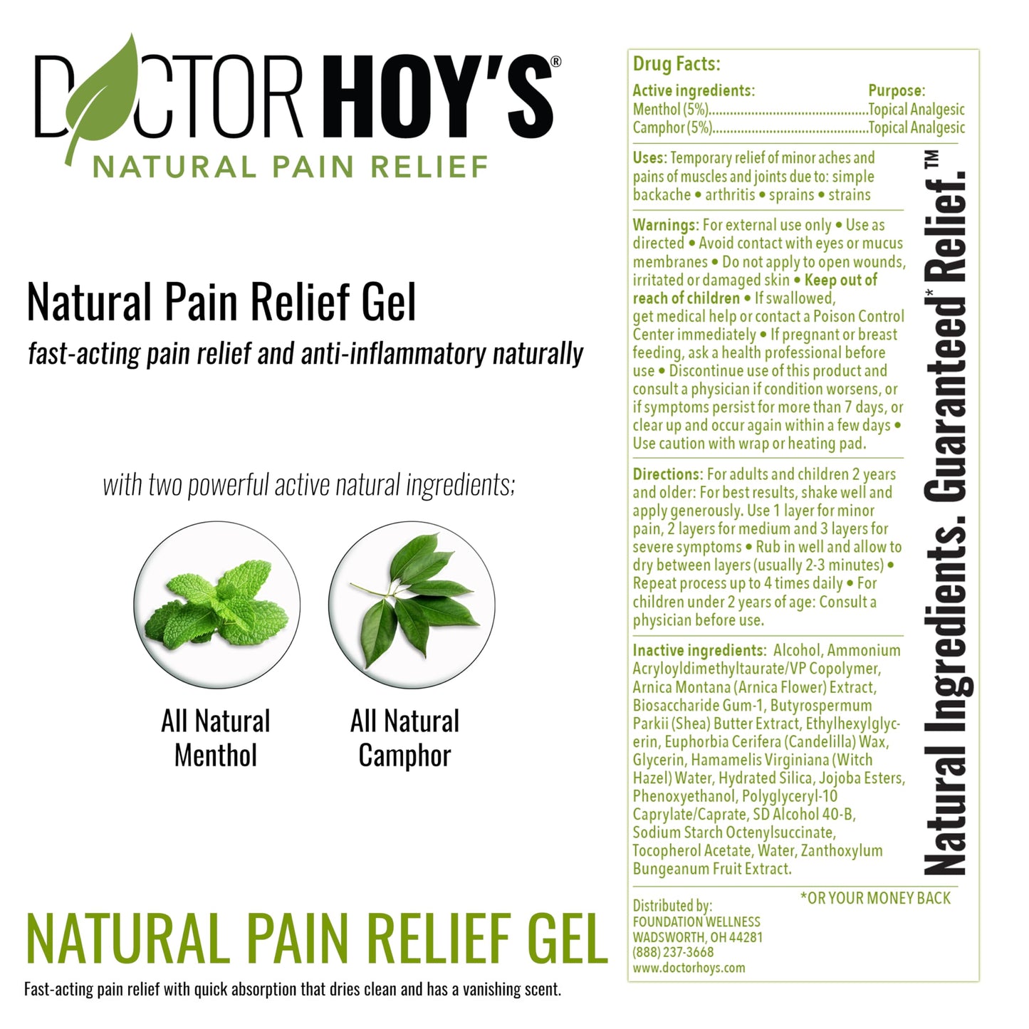 DOCTOR HOY'S Natural Pain Relief Gel, Water Based with Arnica, Anti-Inflammatory, Clean, Safe and Effective Natural Pain Relief, 3 oz. Roll-On, 3pk DOCTOR HOY'S