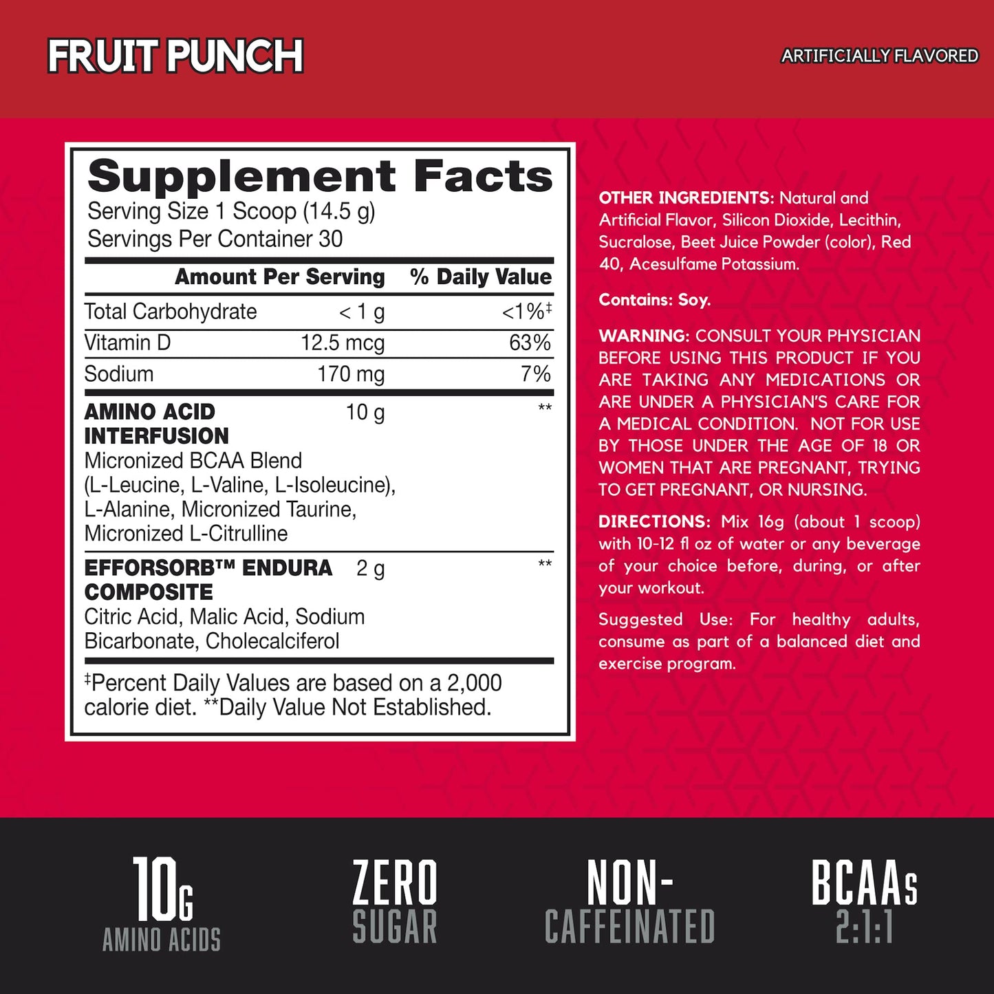 BSN Amino X Muscle Recovery & Endurance Powder with BCAAs, Intra Workout Support, 10 Grams of Amino Acids, Keto Friendly, Caffeine Free, Flavor: Fruit Punch, 30 servings (Packaging May Vary) BSN