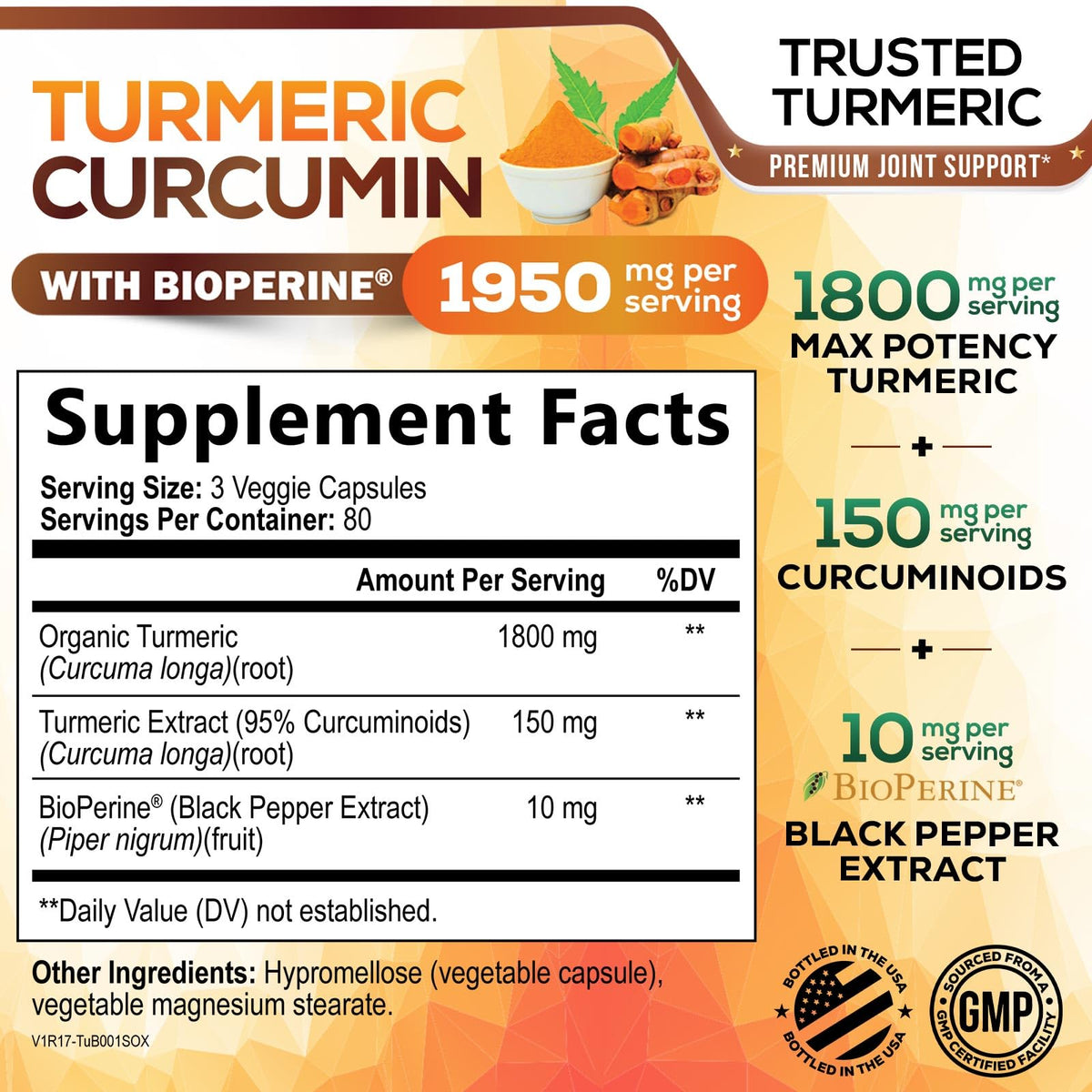 Turmeric Curcumin Supplement - 95% Curcuminoids with Organic Turmeric & BioPerine Black Pepper for Best Absorption - Daily Joint & Immune Health Support Nature's Nutrition