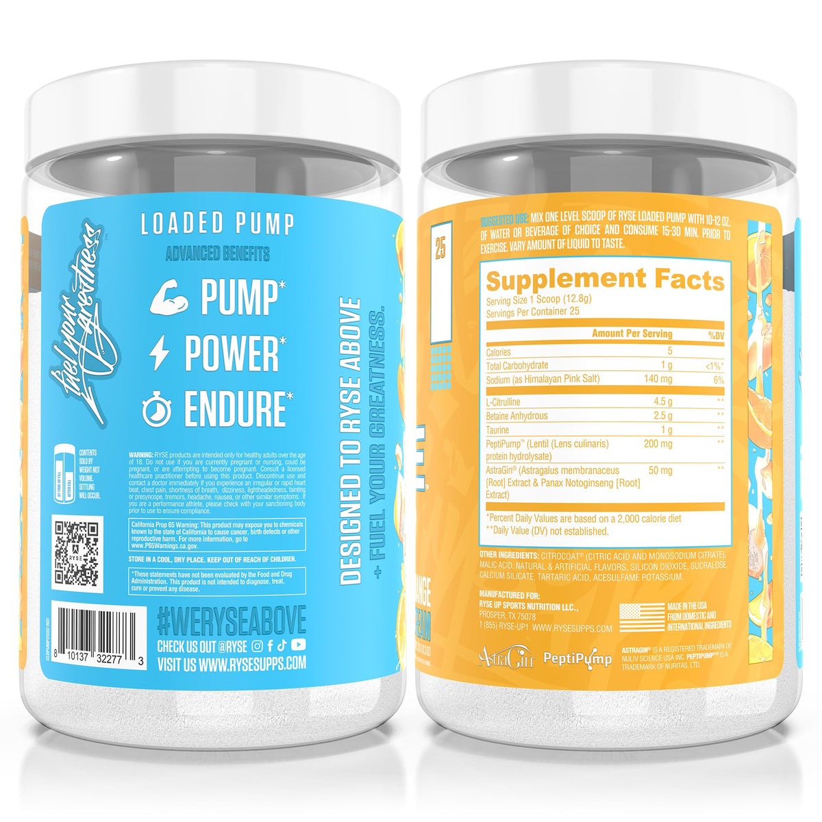 Ryse Loaded Pump Pre Workout Powder - Blue Razz Slush - No Caffeine Stimulant Free Formula for Pump, Power & Endurance - L-Citrulline, PeptiPump, Betaine Anhydrous, Taurine & AstraGin - 25 Servings Gsupps Australia