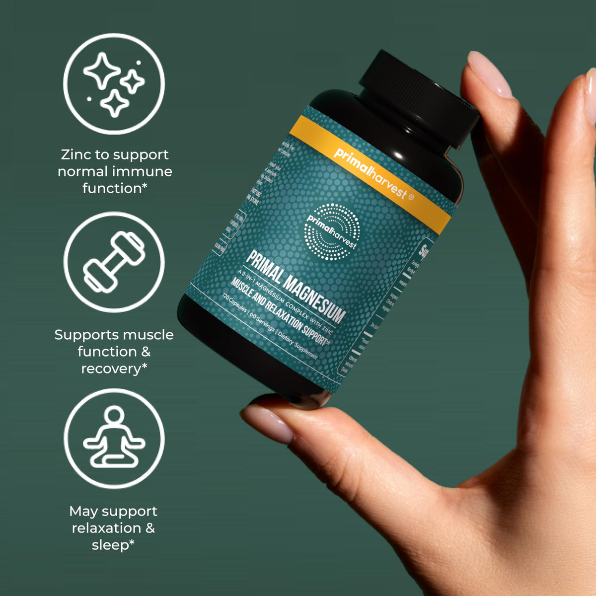 Primal Harvest Magnesium Supplement Complex 310mg by Primal Harvest with Magnesium Glycinate, Citrate, Malate, and Zinc 2 Pack, 240 Capsules Primal Harvest