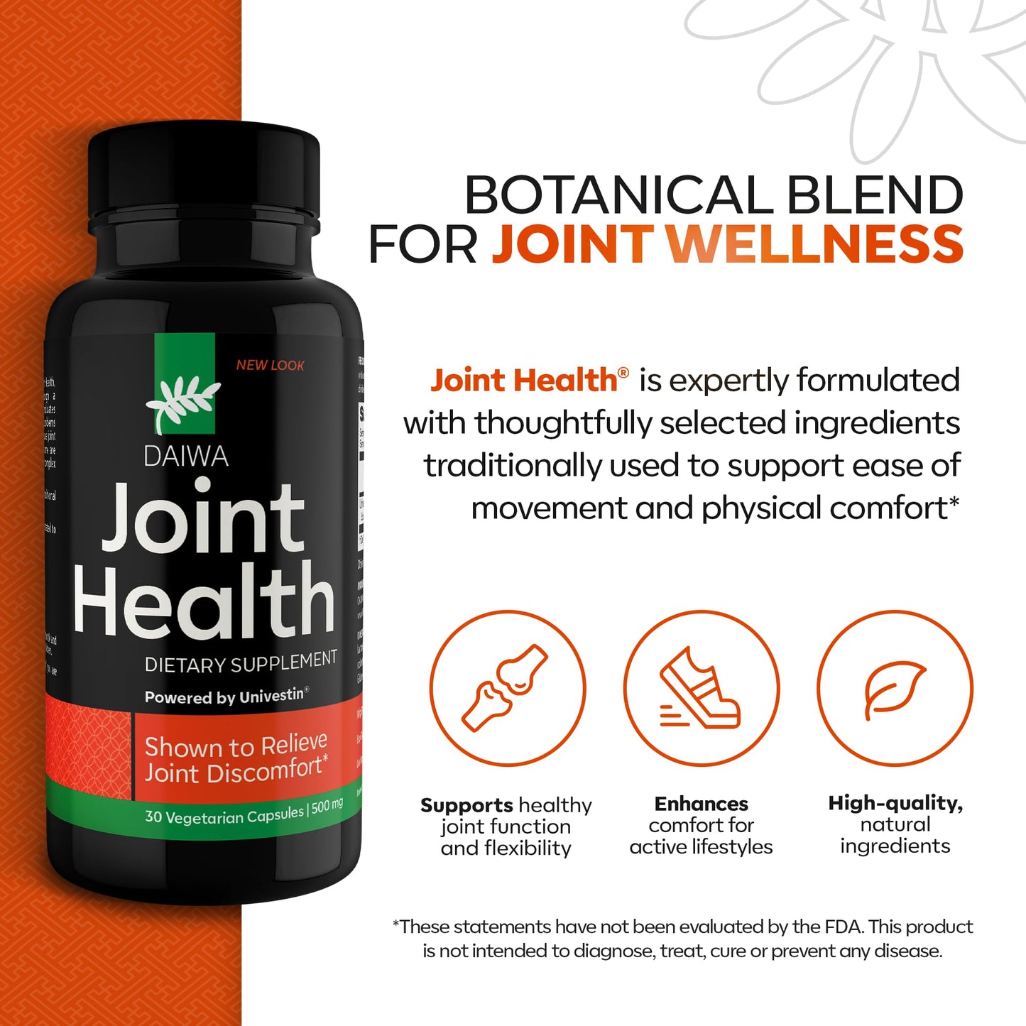 Daiwa Joint Health - Tendon and Ligament Supplements with Chinese Skullcap and Acacia Catechu - Traditional Plant-Based Formula for Active Lifestyles - Non-GMO, 30 Vegetarian Capsules Daiwa Health Development