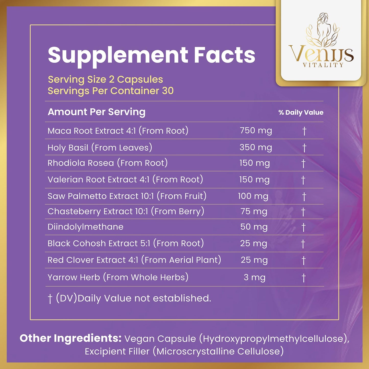 Menopause Supplements for Women - Female Hormone Balance & Immune Support - Mood Swings & Restful Sleep - Valerian Root & Saw Palmetto - Black Cohosh for Menopause Hot Flashes Relief - 60 Capsules Venus Vitality
