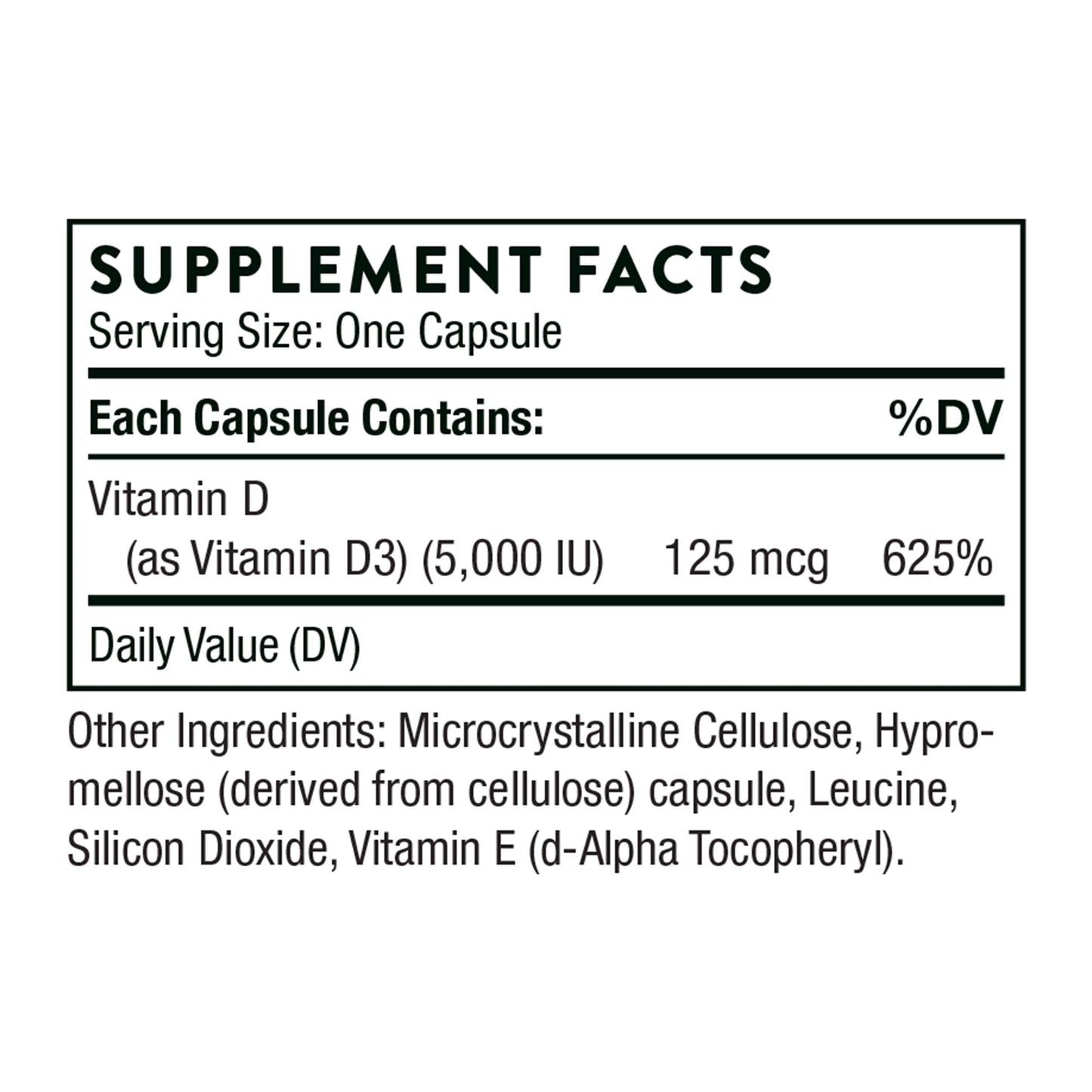 THORNE Vitamin D-5000 - Vitamin D3 Supplement - Support Healthy Bones, Teeth THORNE