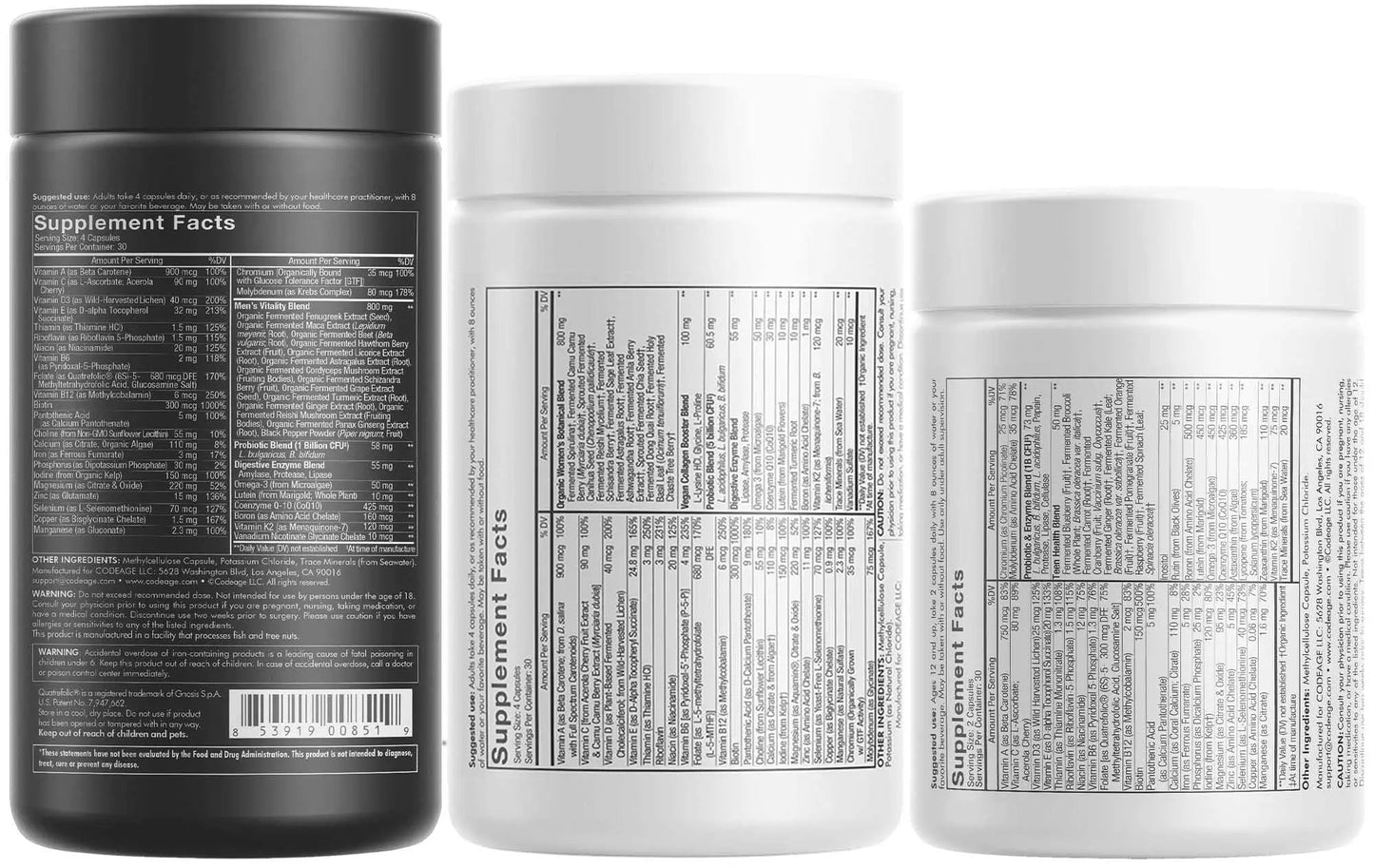 Codeage Family Multivitamin Bundle – Multivitamins for Teens, Women & Men – Essential Vitamins & Minerals Pack Codeage