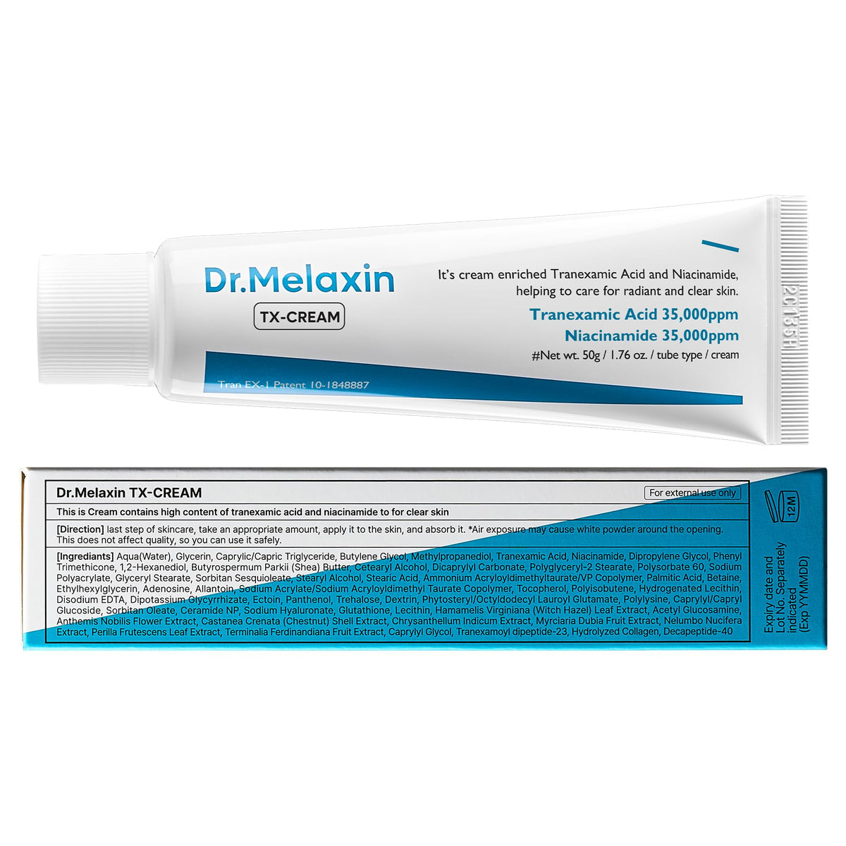 DR.Melaxin TX Tranexamic Acid CREAM | Skin freckle Cream, Blemishes, Anti-pigmetation korean skin care | Korean Cosmetics | 1.7 fl oz (50 ml) Dr.Melaxin
