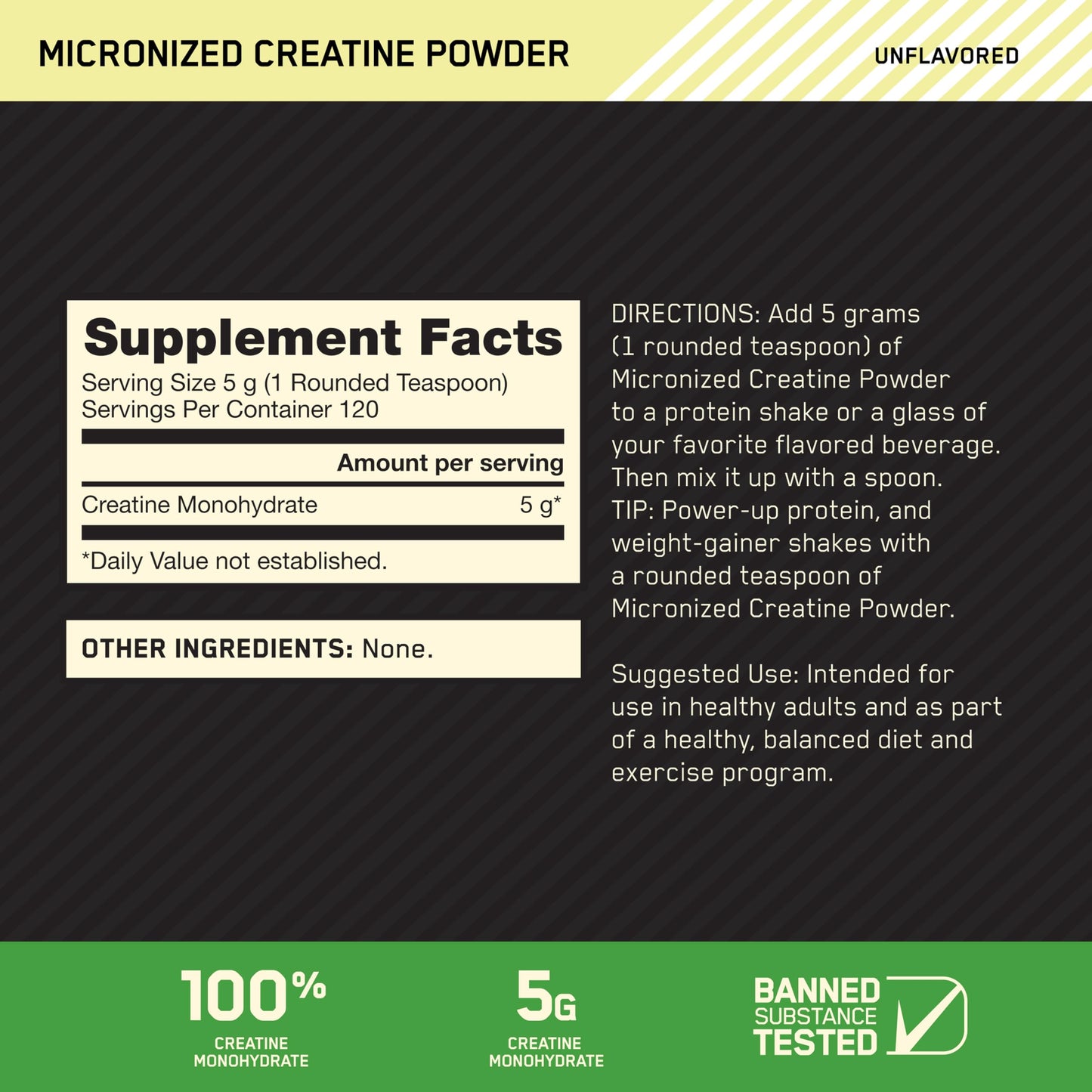 Optimum Nutrition Micronized Creatine Monohydrate Powder, Unflavored, 120 Servings, 600 Grams (Packaging May Vary) Optimum Nutrition