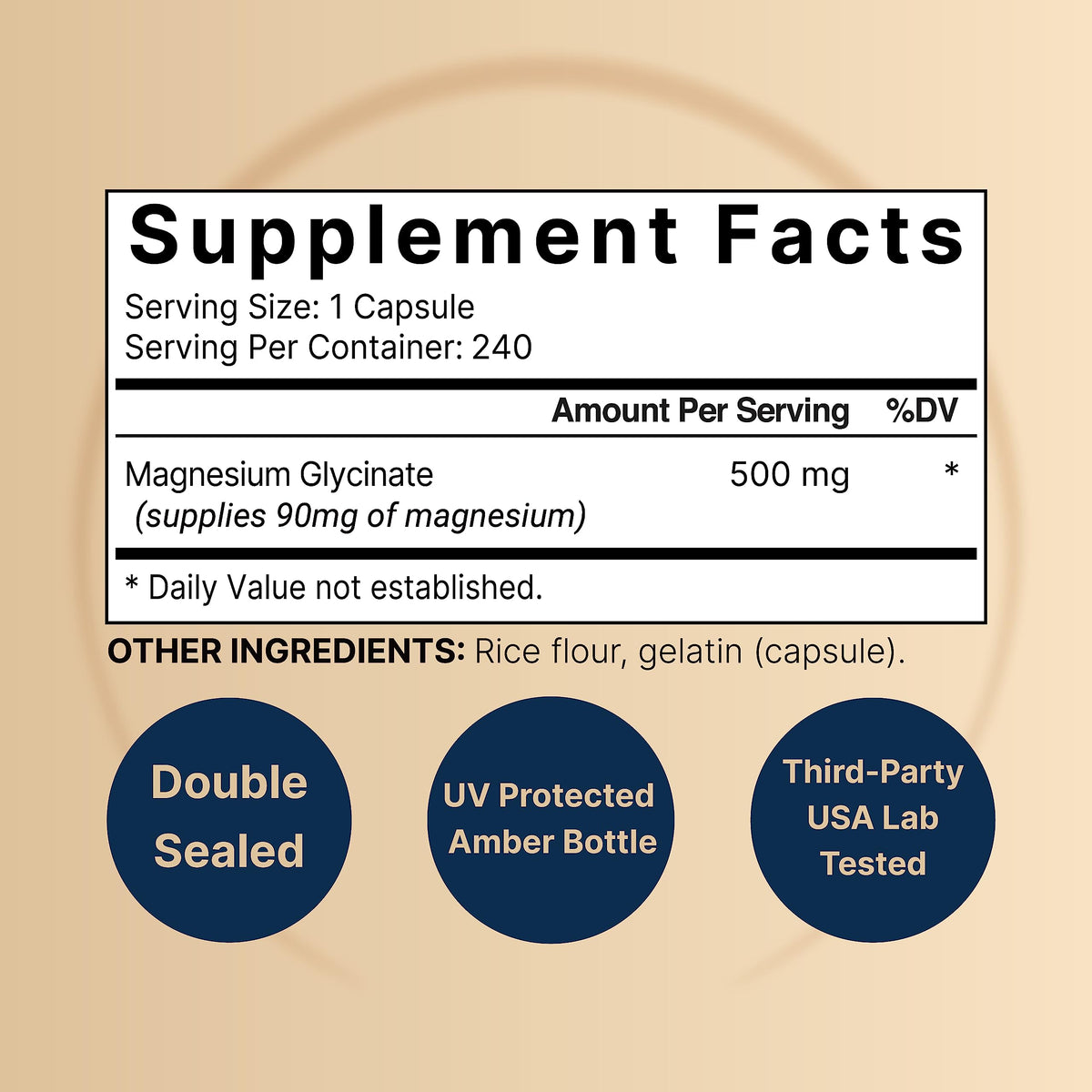 Magnesium Glycinate Capsules 500mg | 240 Count, 100% Chelated & Purified, 3rd Party NatureBell