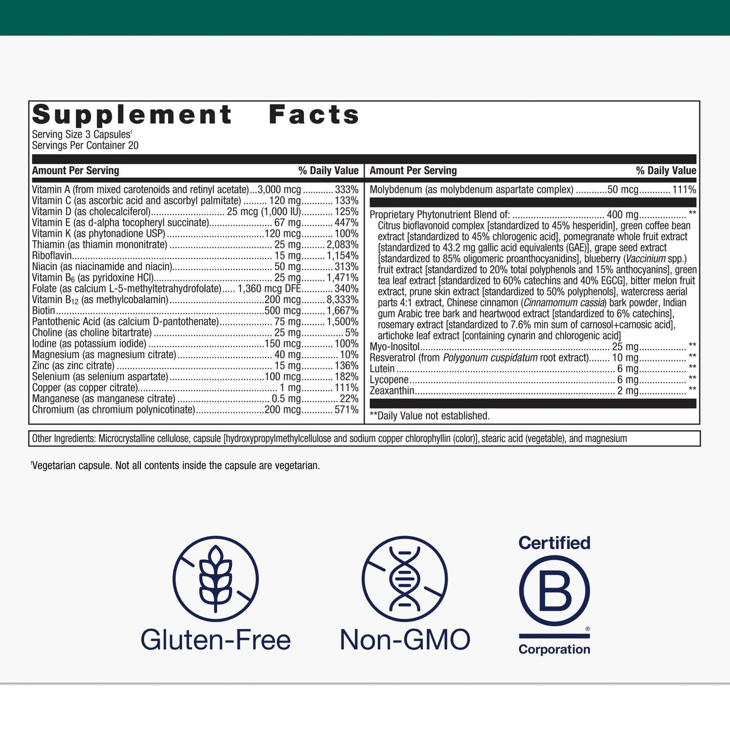 Metagenics PhytoMulti Multivitamin - 20+ Essential Vitamins & Minerals with Phytonutrients - Supports Healthy Aging, Cellular Health, Energy & Immune Function Metagenics