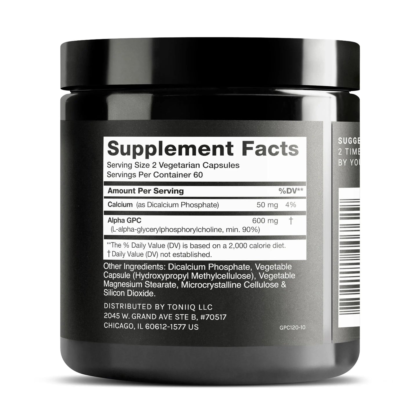 Toniiq Ultra High Purity Alpha GPC Capsules - 600mg Concentrated Formula - 90%+ Highly Purified and Bioavailable Nootropic - 120 Capsules Alpha GPC Supplement Toniiq