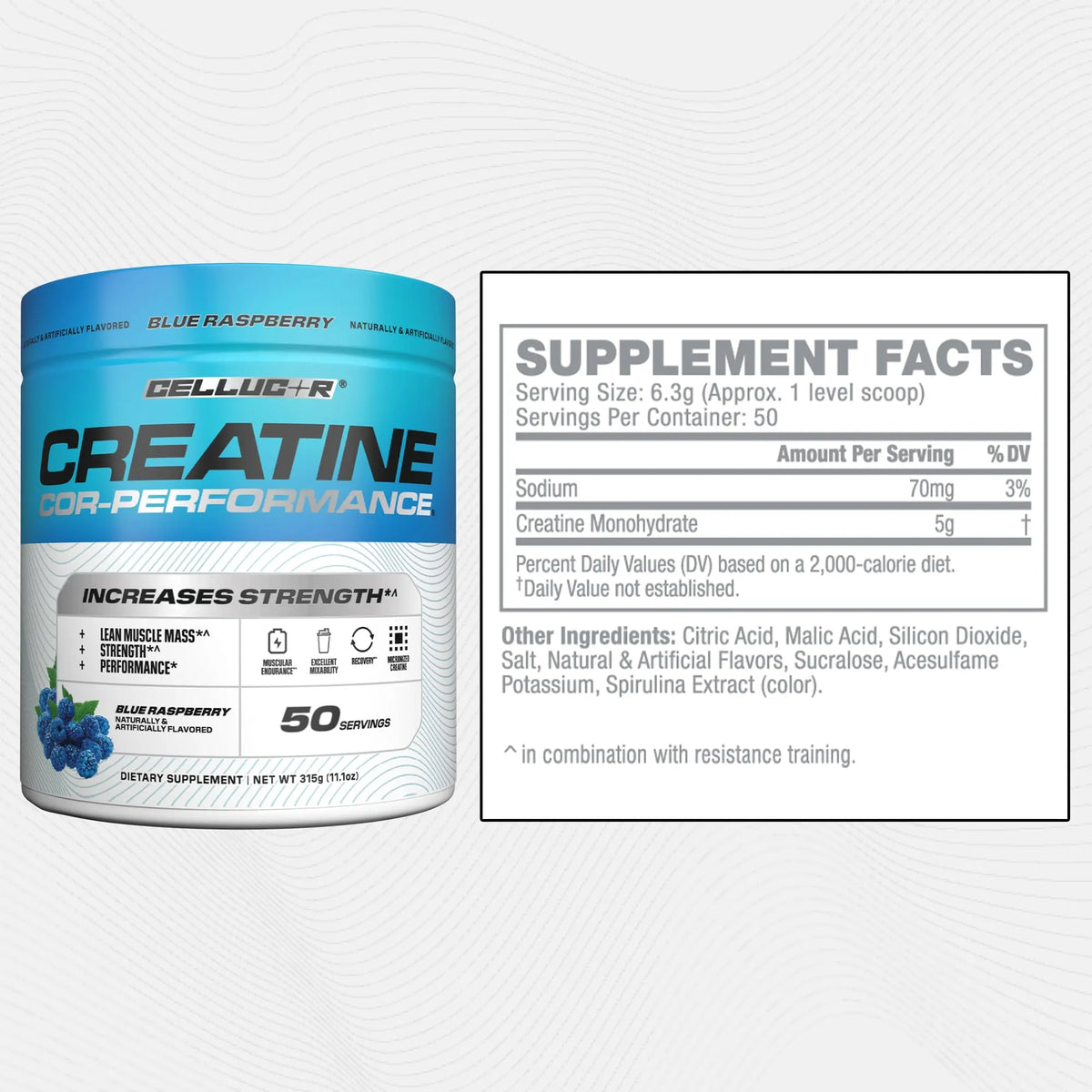 Cellucor Creatine Powder, Blue Raspberry Flavor - Increases Strength, Lean Muscle Mass & Endurance, Micronized Creatine for Fast Absorption Cellucor