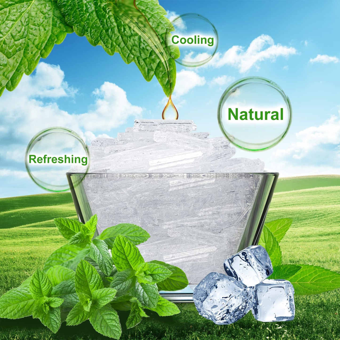 Viktairy Menthol Crystals 2 oz, 100% Pure Organic Mint Crystals | Great for Making Shower Steamers Viktairy