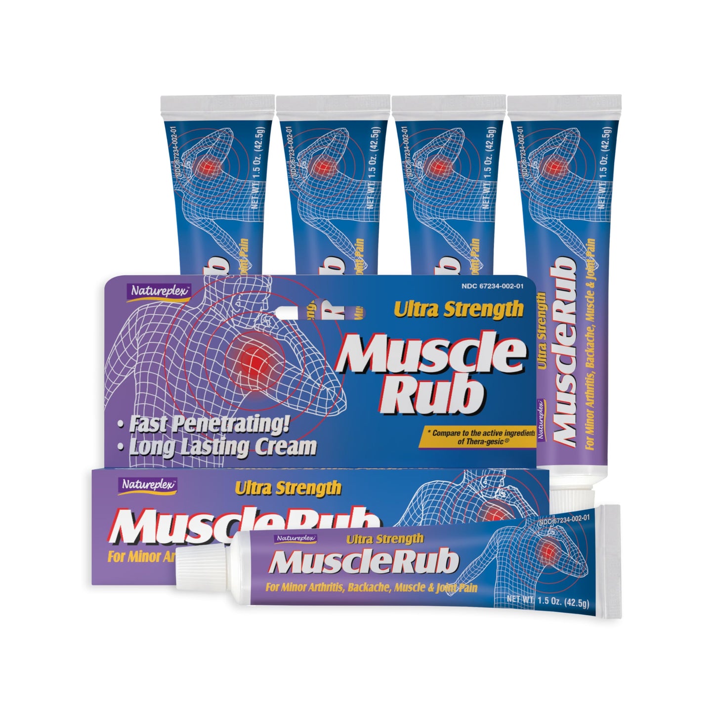 Natureplex Ultra Strength Muscle Rub Cream 1.5 oz (Pack of 5) – Menthol & Methyl Salicylate, Fast-Penetrating, Long-Lasting Relief for Muscle & Joint Discomfort (Minor Aches, Backache, Strains) Natureplex