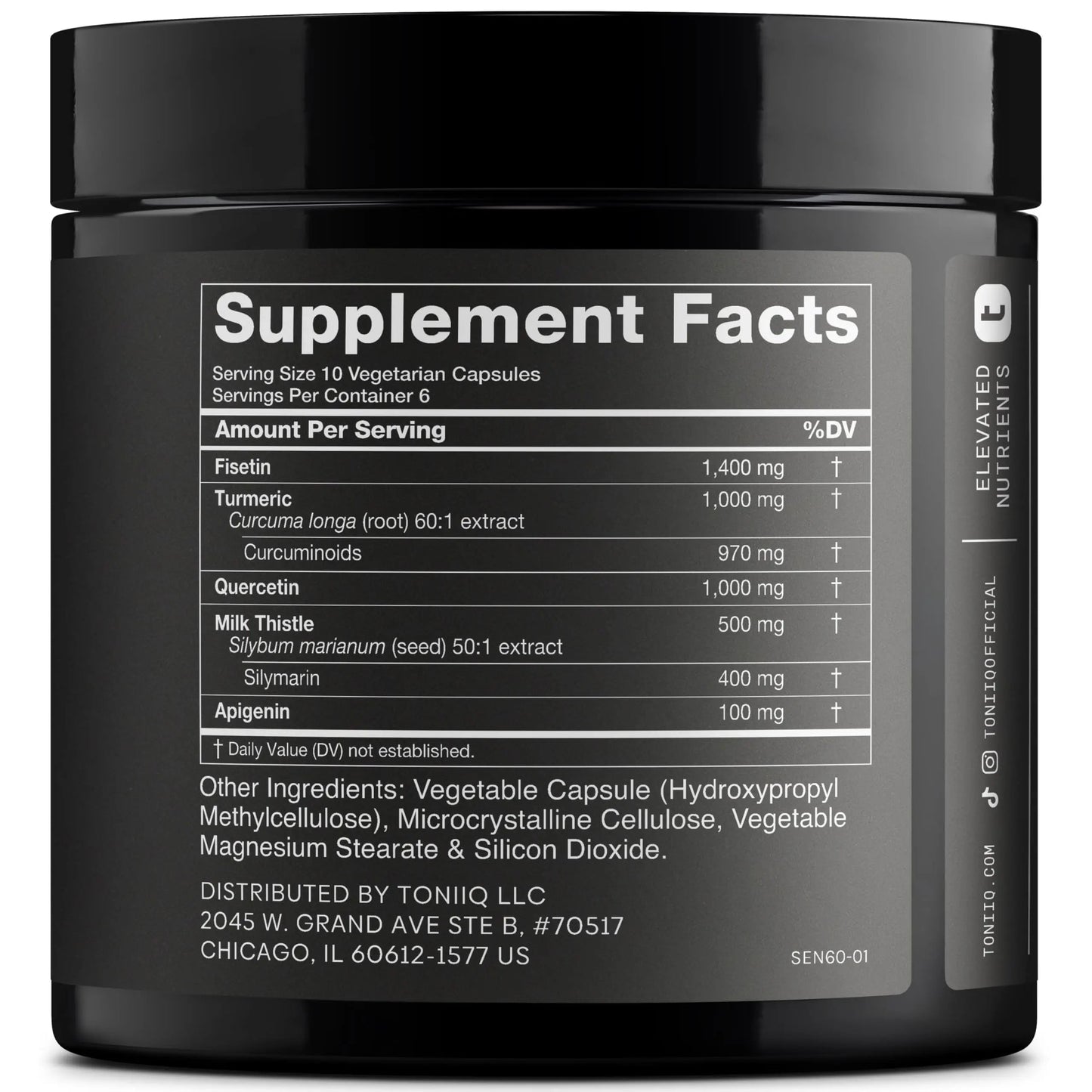 Fisetin Supplement – Senolytic Supplement Ultra High Potency 4,000mg with Quercetin, Curcumin 97%, Apigenin & Milk Thistle – High Strength Blend – Third-Party Lab Tested – 3 Month Supply Toniiq