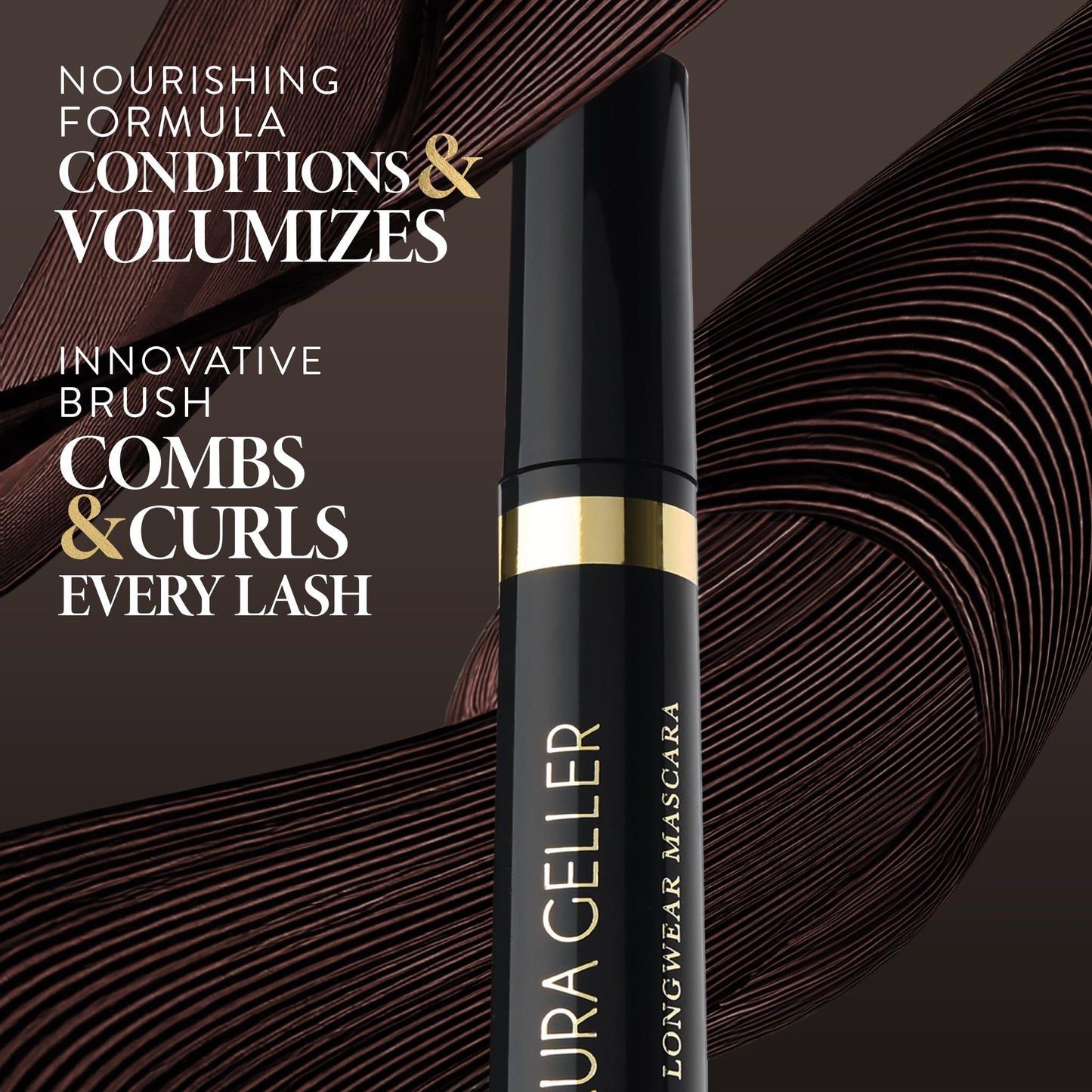 LAURA GELLER NEW YORK Kajal Longwear Mascara, Brown - Lengthening, Defining, Curling, Buildable Formula Eye Makeup - Natural Look for Everyday LAURA GELLER NEW YORK