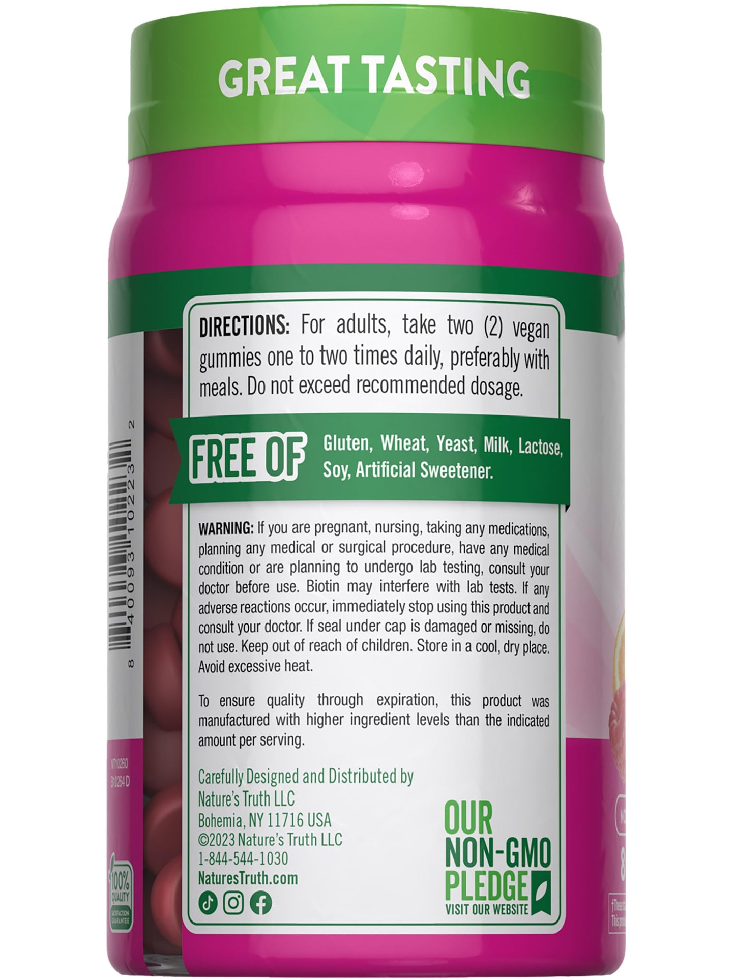 Nature's Truth Hair Skin and Nails Gummies | 80 Count | 2500mcg of Biotin | Vegan, Non-GMO, Gluten Free Supplement Nature's Truth
