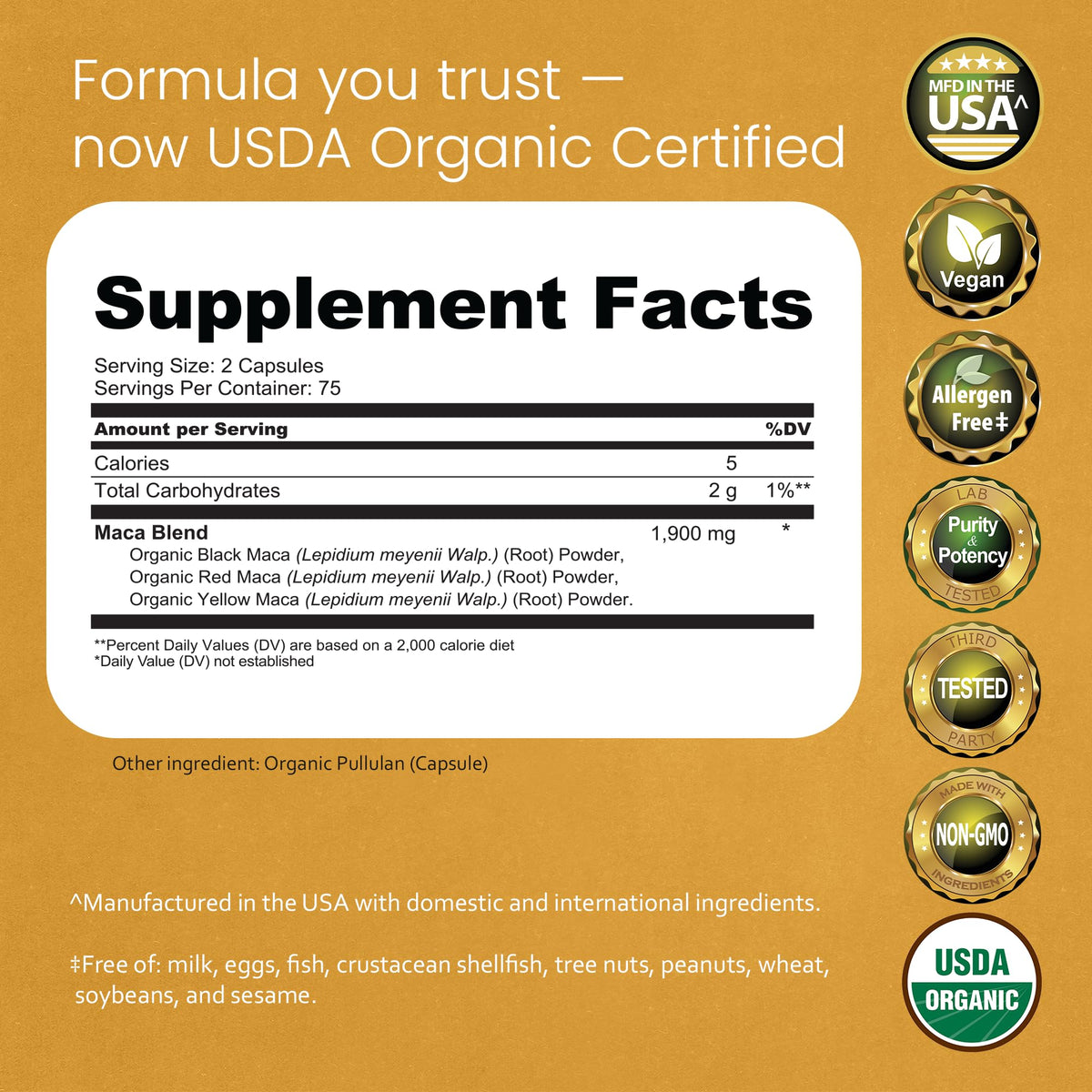 NaturaLife Labs Organic Maca Root – Black, Red & Yellow – 1900 mg per Serving – 150 Capsules – Gelatinized Peruvian Maca NaturaLife Labs