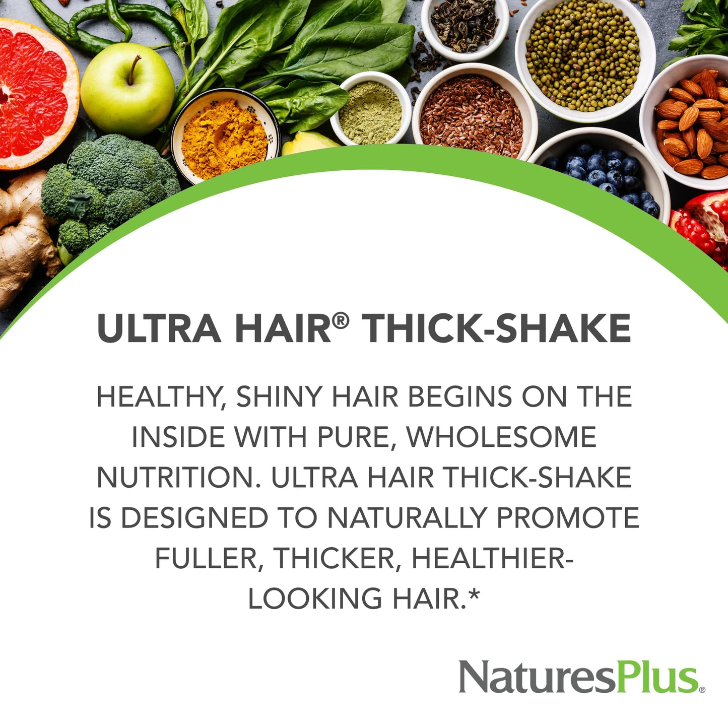 NaturesPlus Ultra Hair Thick Shake - 1 lb - French Vanilla Flavor - Hair Protein Powder for Healthy Growth - With Biotin & Amino Acids - Non-GMO, Gluten-Free - 16 Servings NaturesPlus