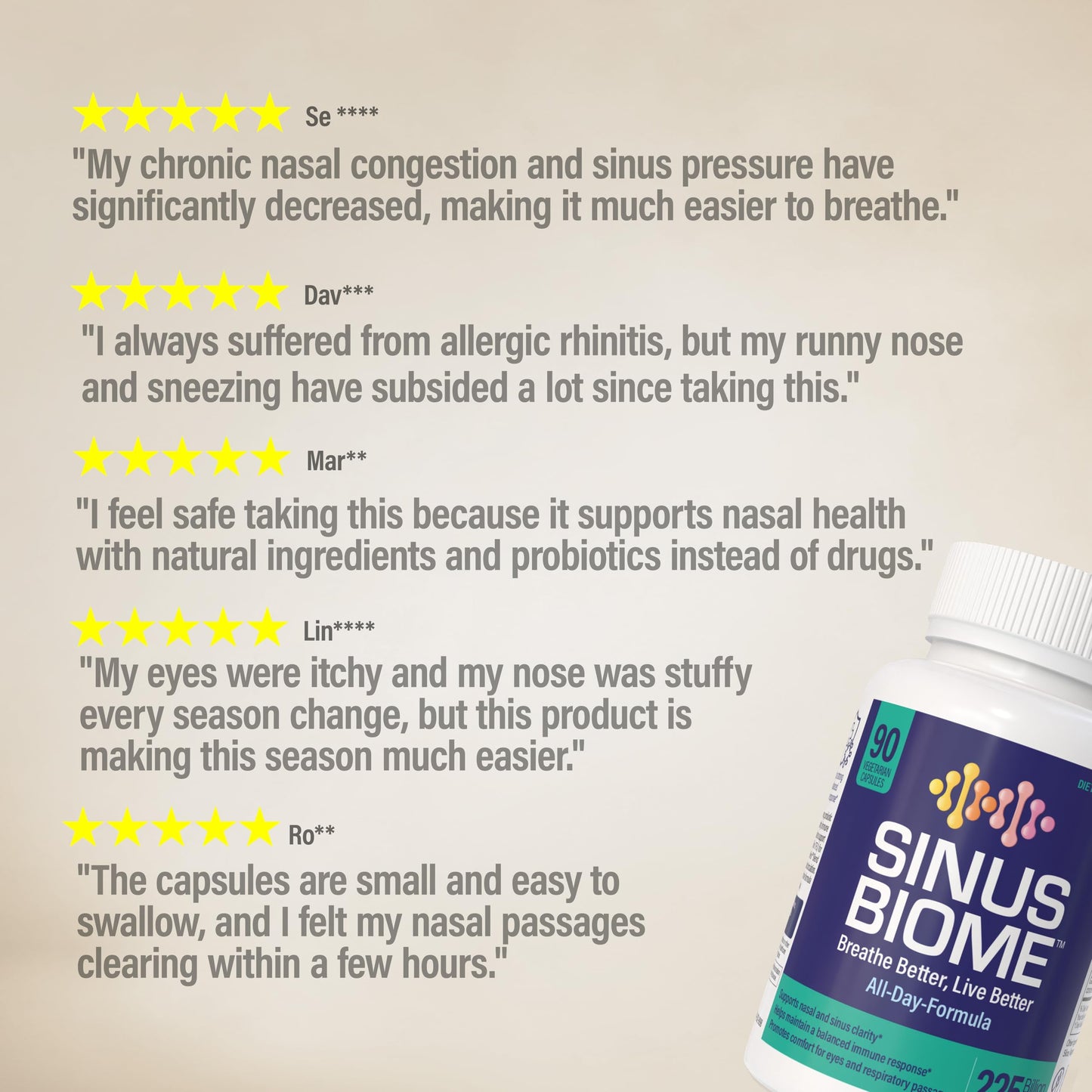 NANOWELL Sinus Biome All-Day Formula Dietary Supplement, 90 Vegetarian Capsules, 225 Billion TFU for Nasal, Sinus, Respiratory Support NANOWELL